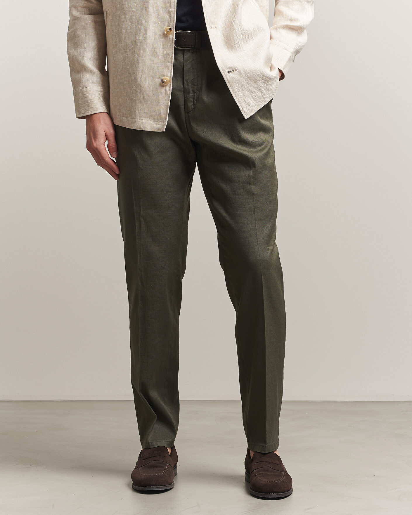 Herre | Bukser | Briglia 1949 | Pleated Linen Trousers Olive