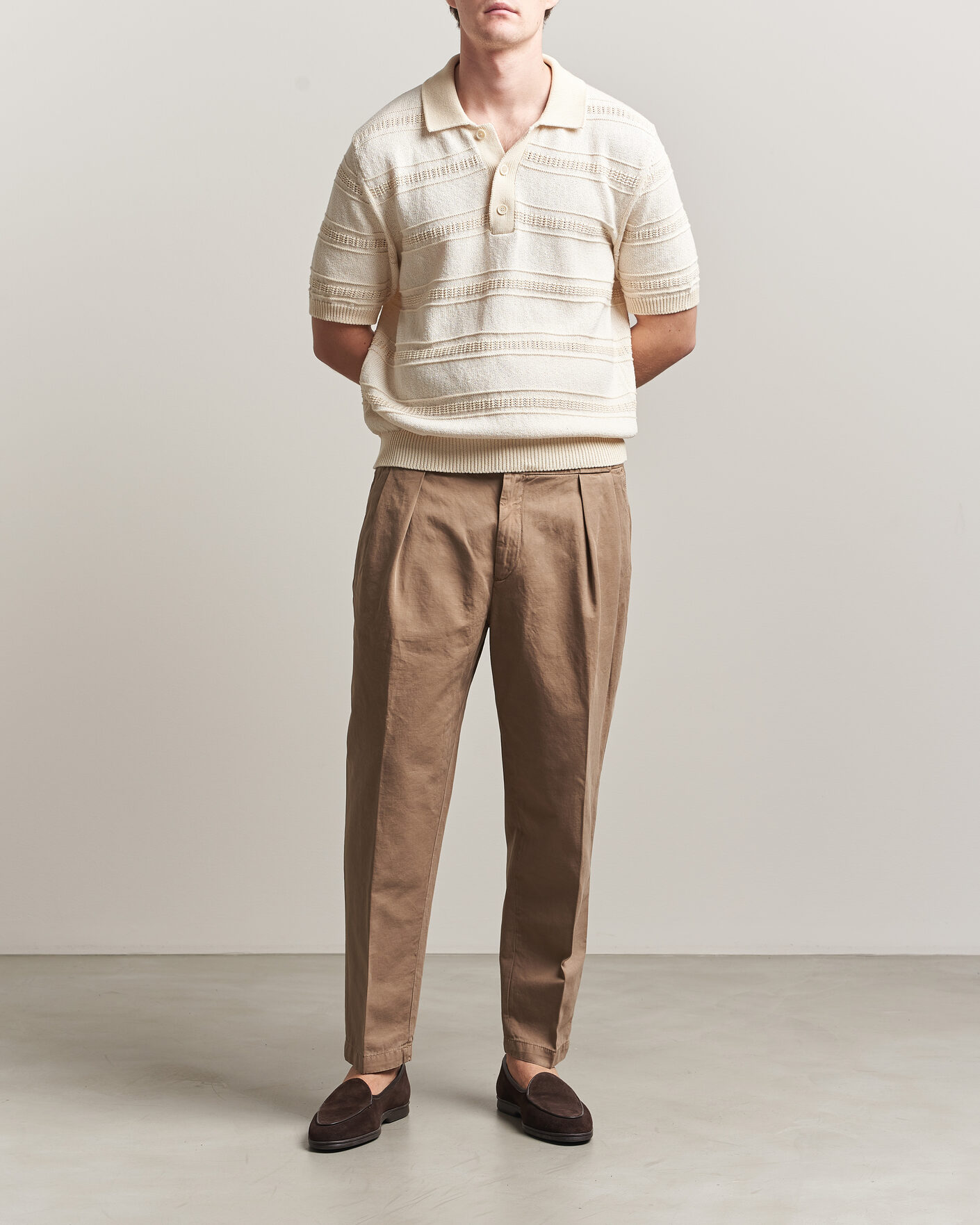 Herre | Bukser | Briglia 1949 | Portobello Loose Fit Cotton/Linen Trousers Beige