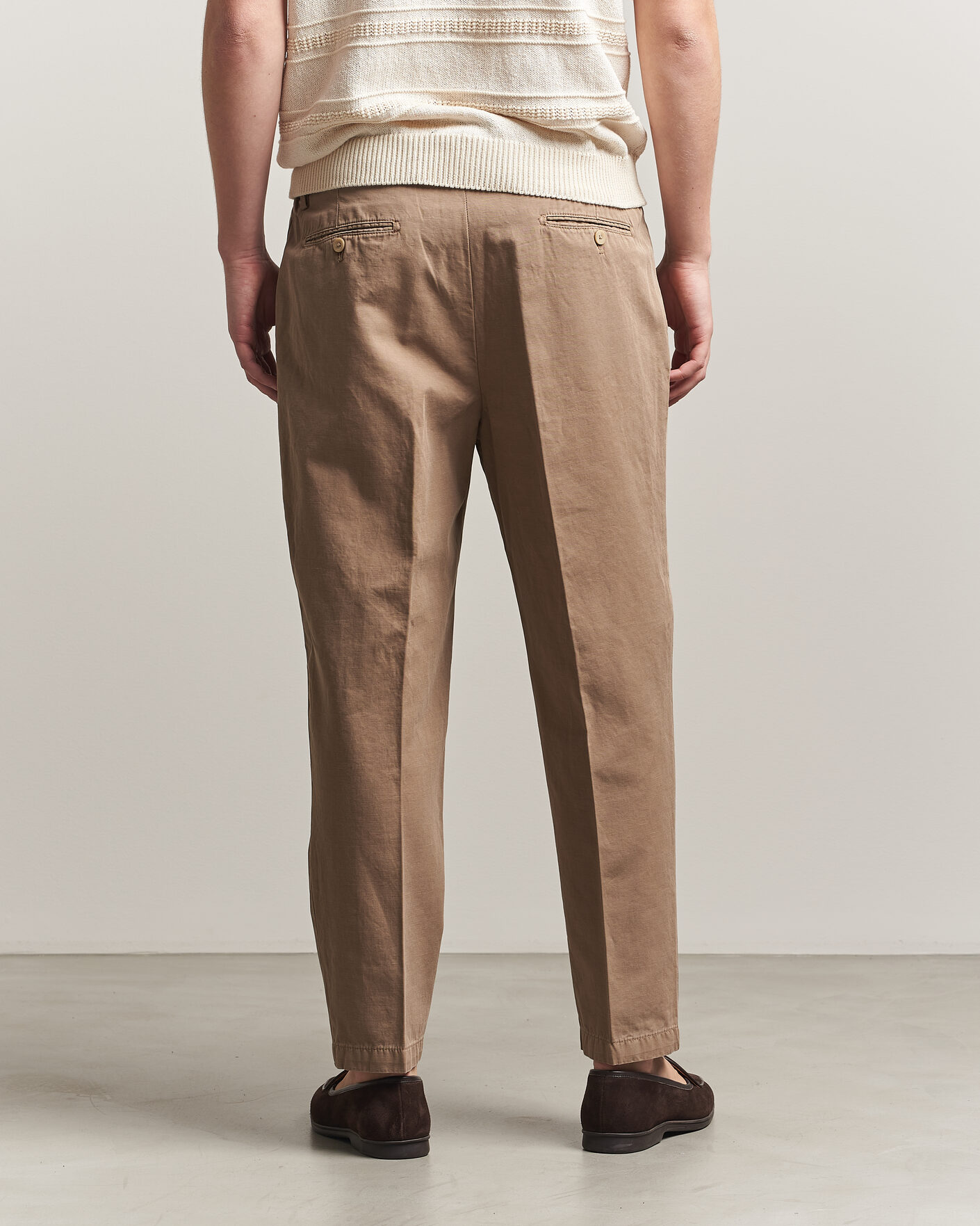 Herre | Bukser | Briglia 1949 | Portobello Loose Fit Cotton/Linen Trousers Beige