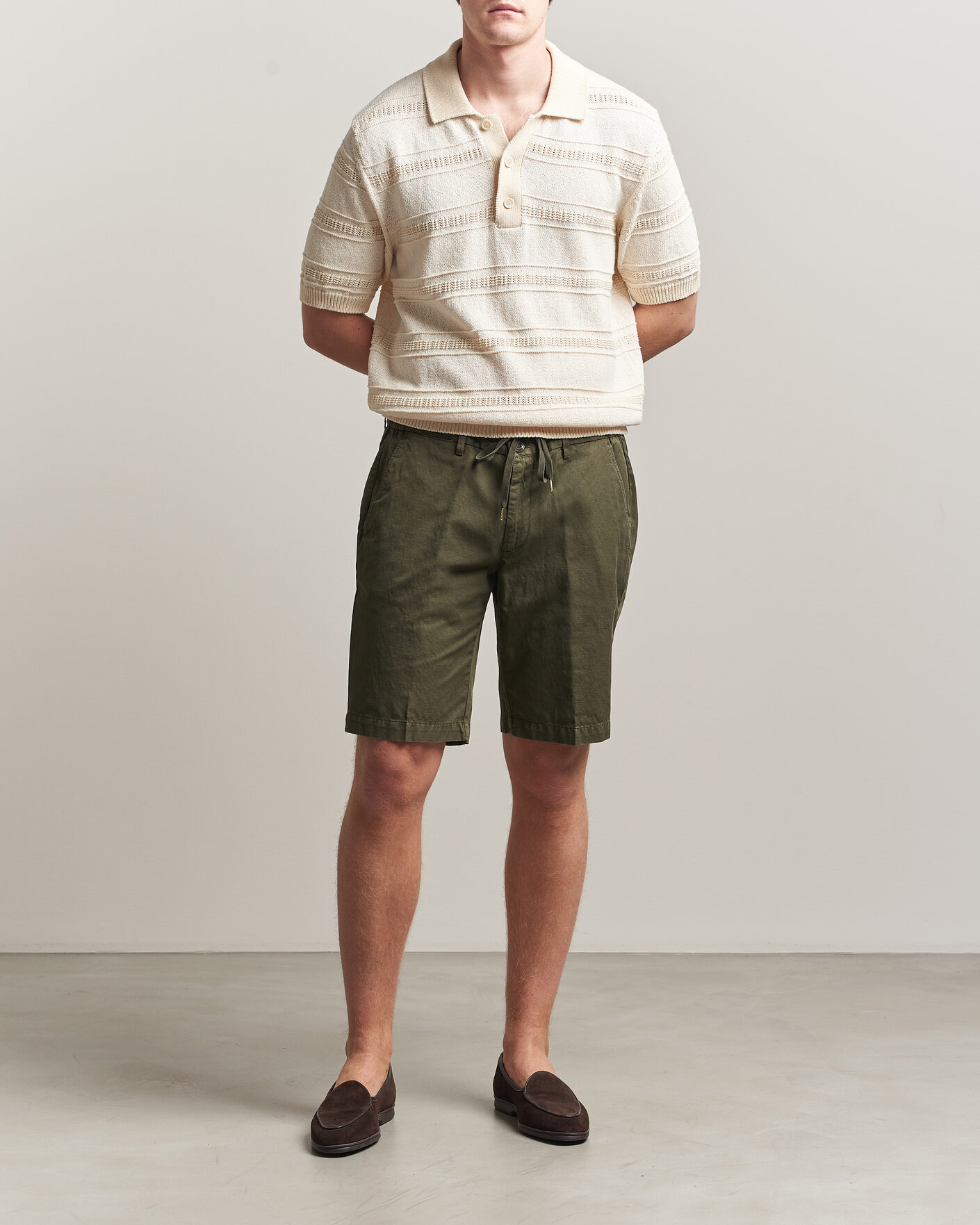 Herre | Shorts | Briglia 1949 | Cotton/Linen Drawstring Shorts Olive