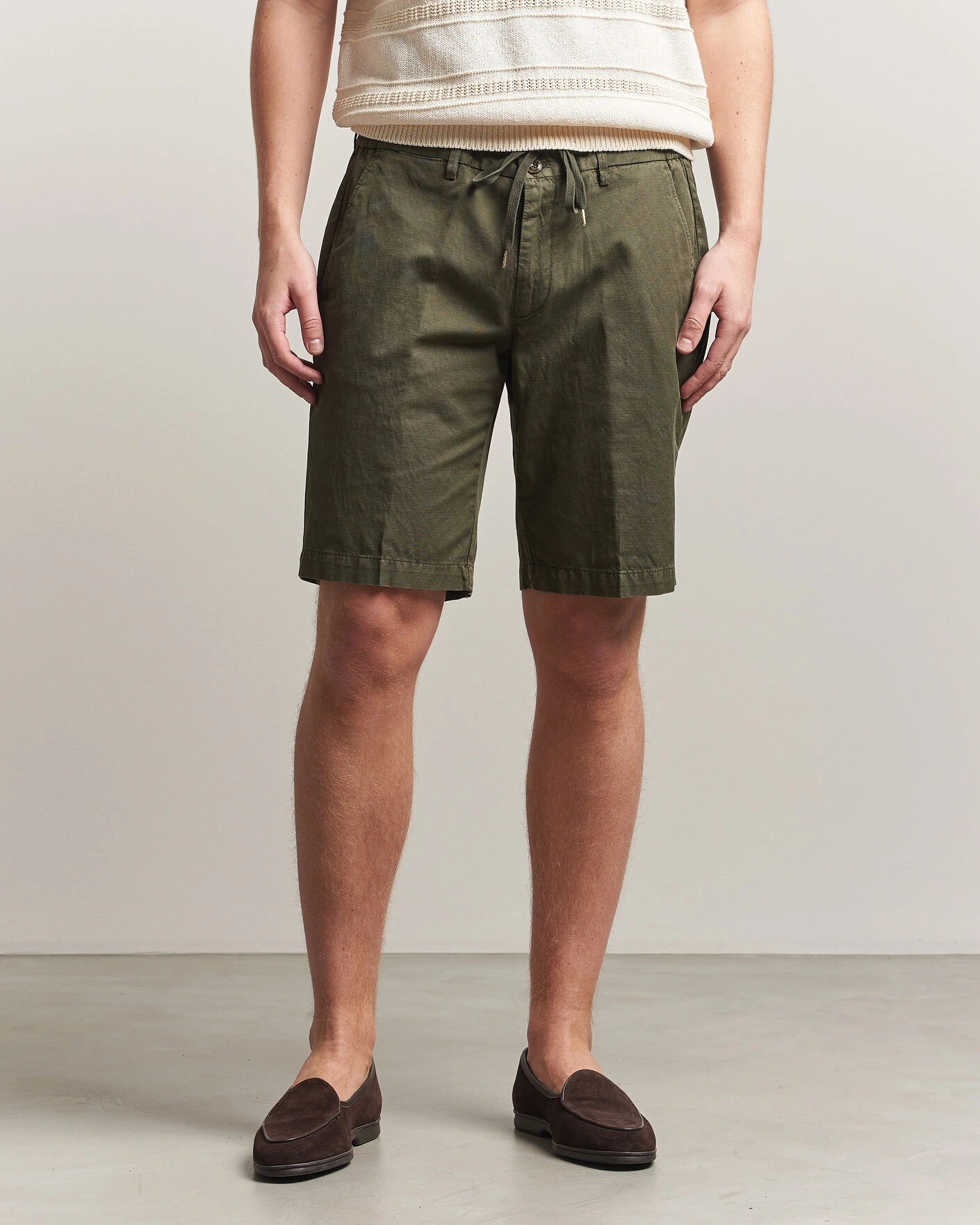 Herre | Shorts | Briglia 1949 | Cotton/Linen Drawstring Shorts Olive