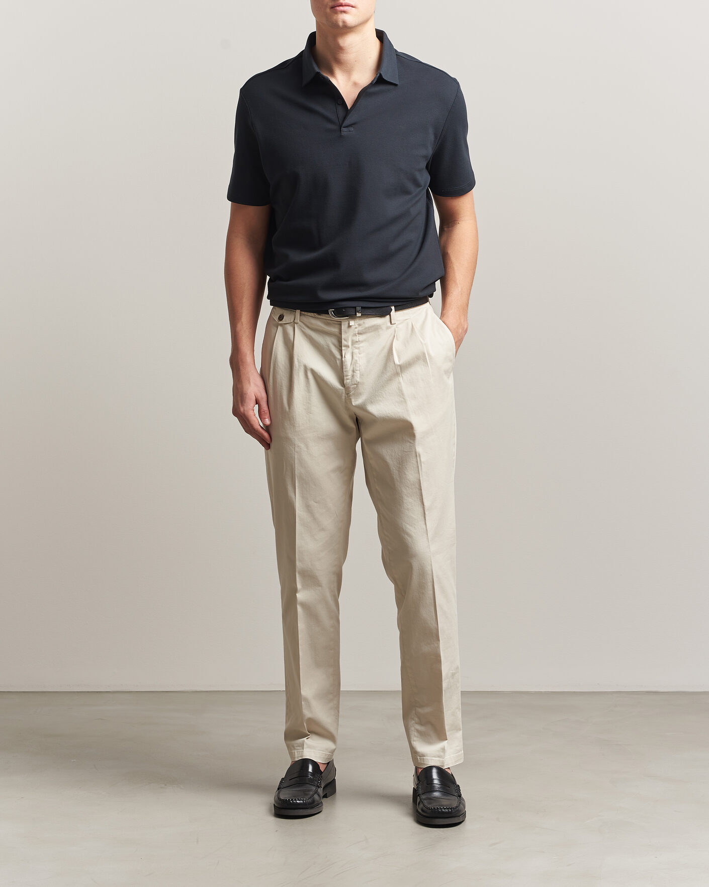 Herre | Polotrøjer | Charles Tyrwhitt | Smart Stretch Pique Polo Black