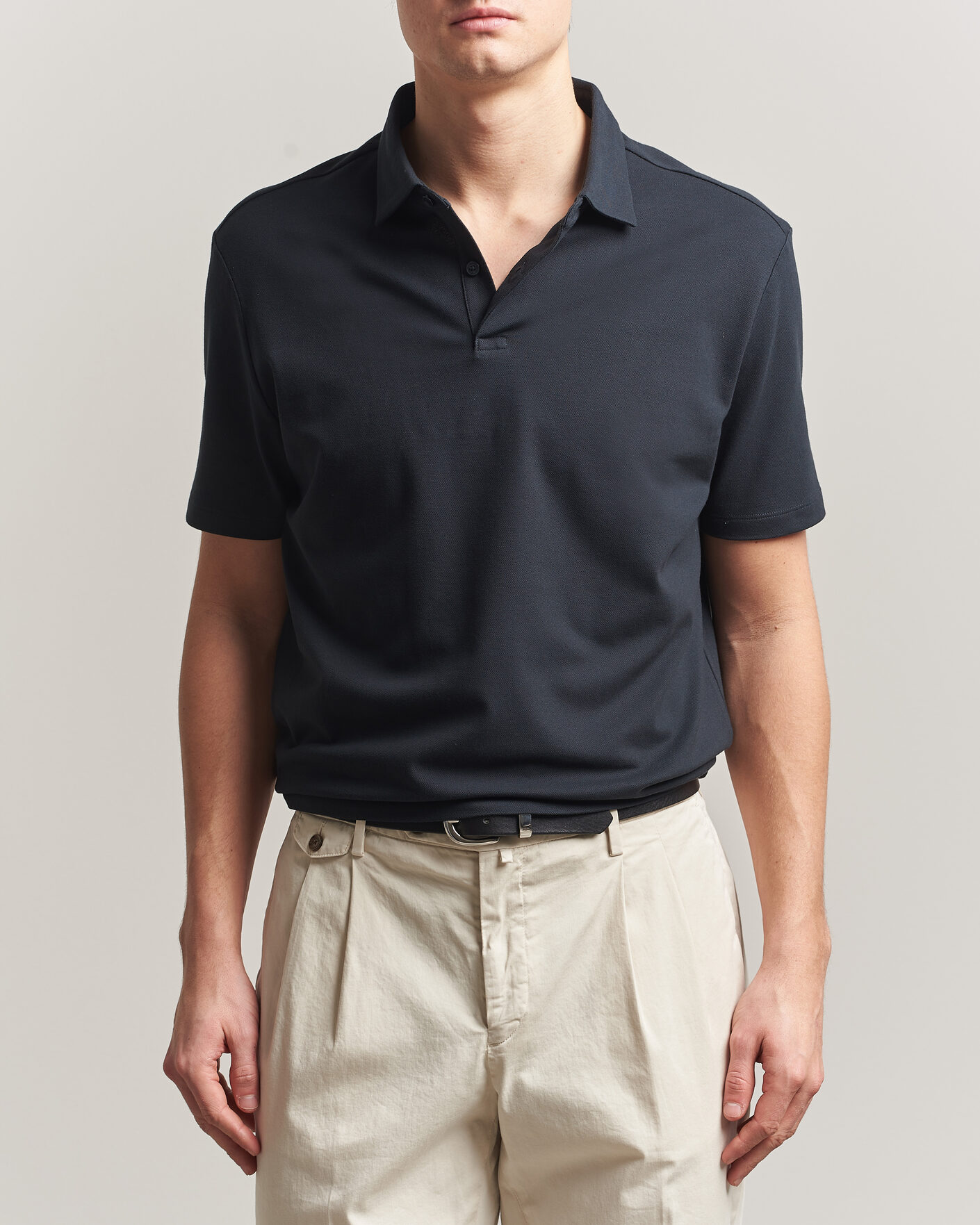 Herre | Polotrøjer | Charles Tyrwhitt | Smart Stretch Pique Polo Black