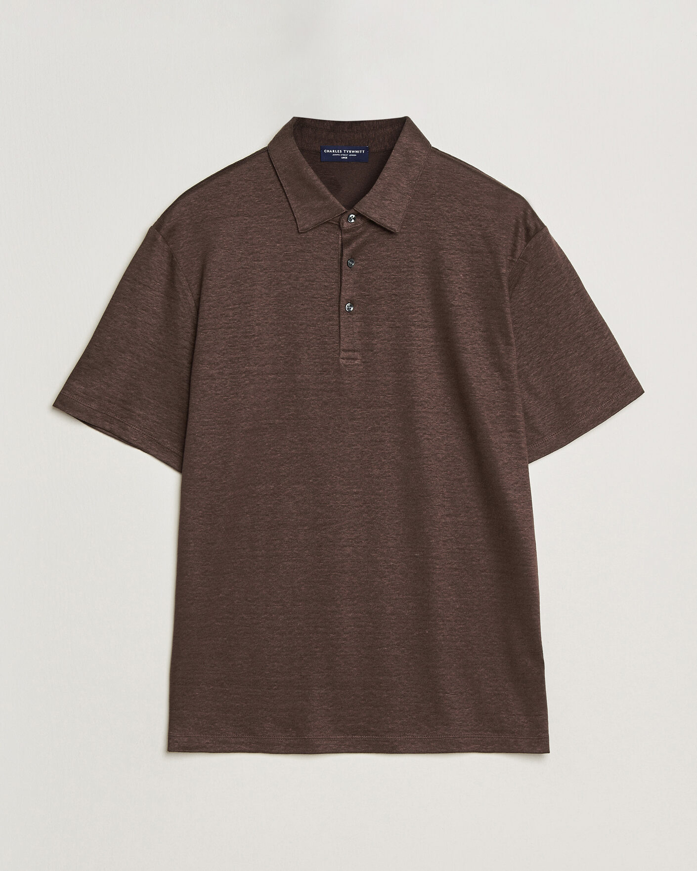 Herre | Polotrøjer | Charles Tyrwhitt | Short Sleeve Linen Polo Chocolate Brown