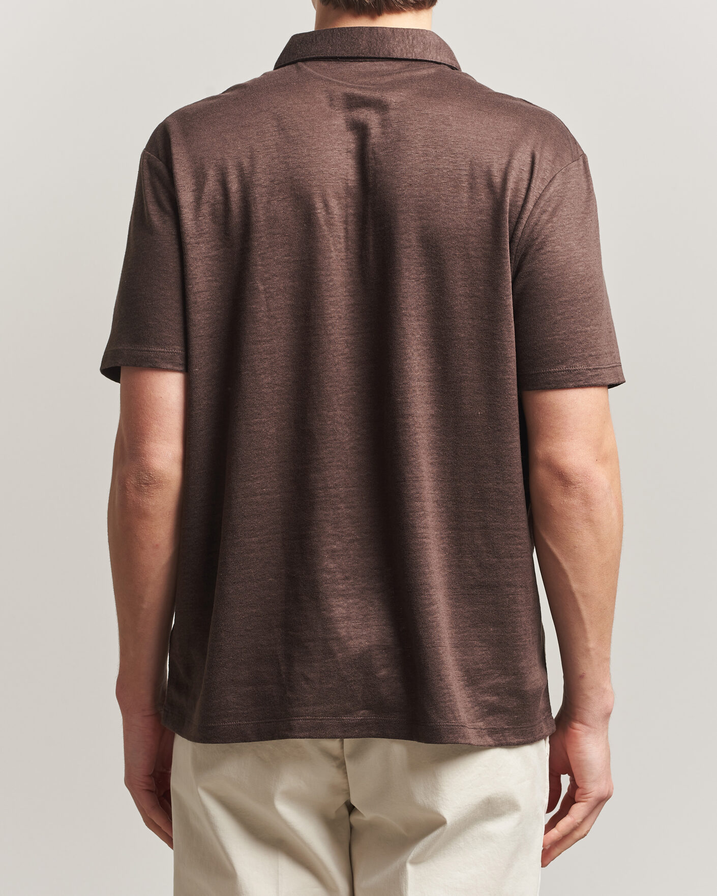 Herre | Polotrøjer | Charles Tyrwhitt | Short Sleeve Linen Polo Chocolate Brown