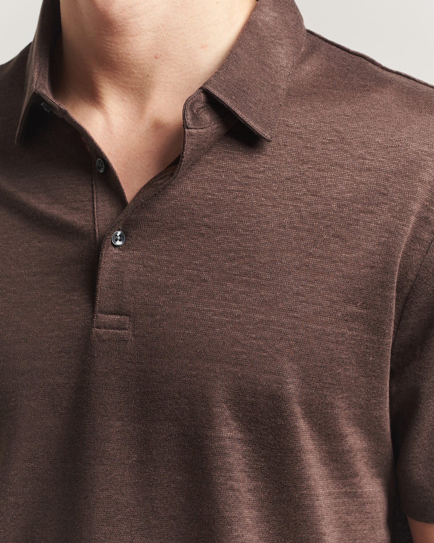 Herre | Polotrøjer | Charles Tyrwhitt | Short Sleeve Linen Polo Chocolate Brown
