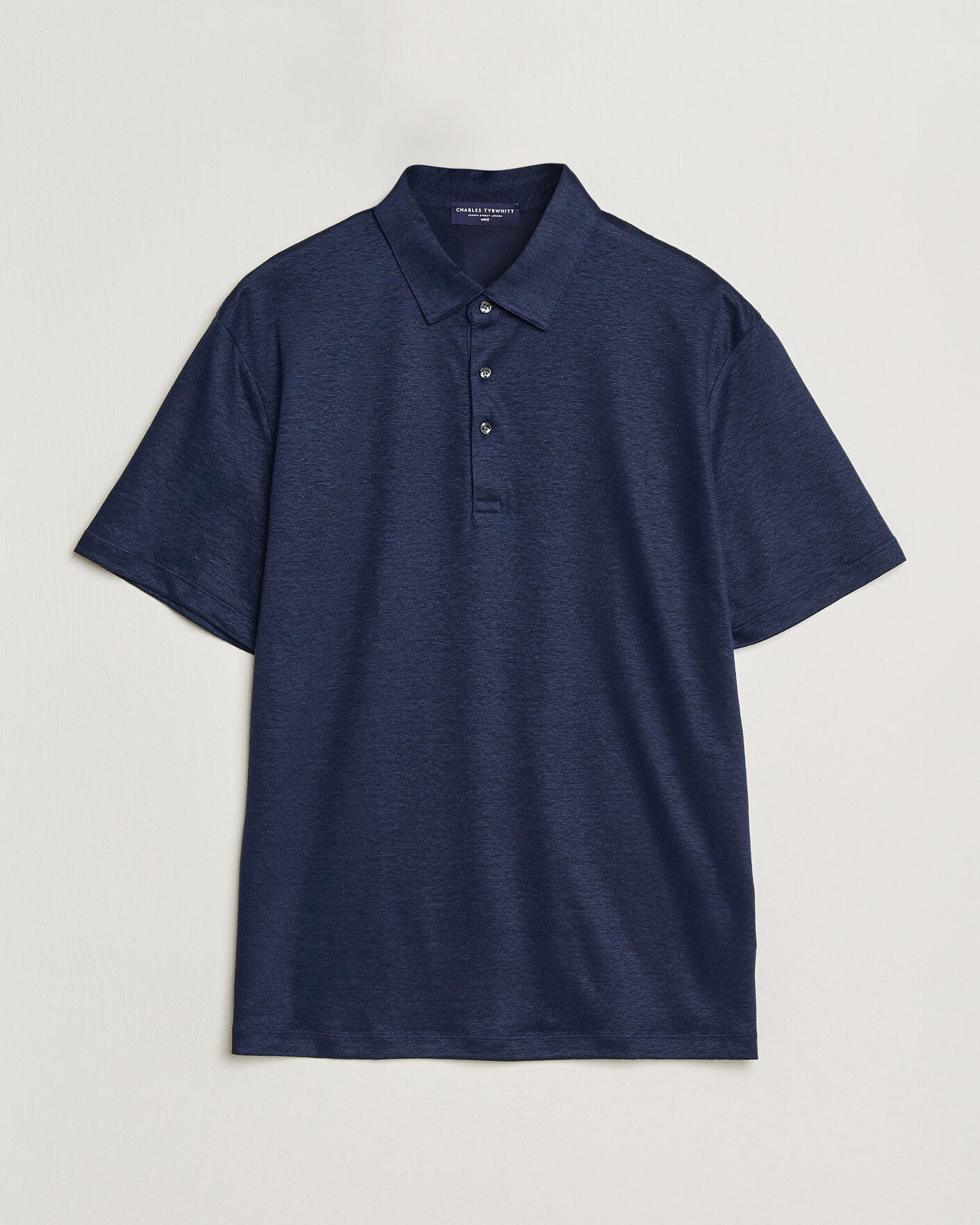 Herre | Polotrøjer | Charles Tyrwhitt | Short Sleeve Linen Polo Navy