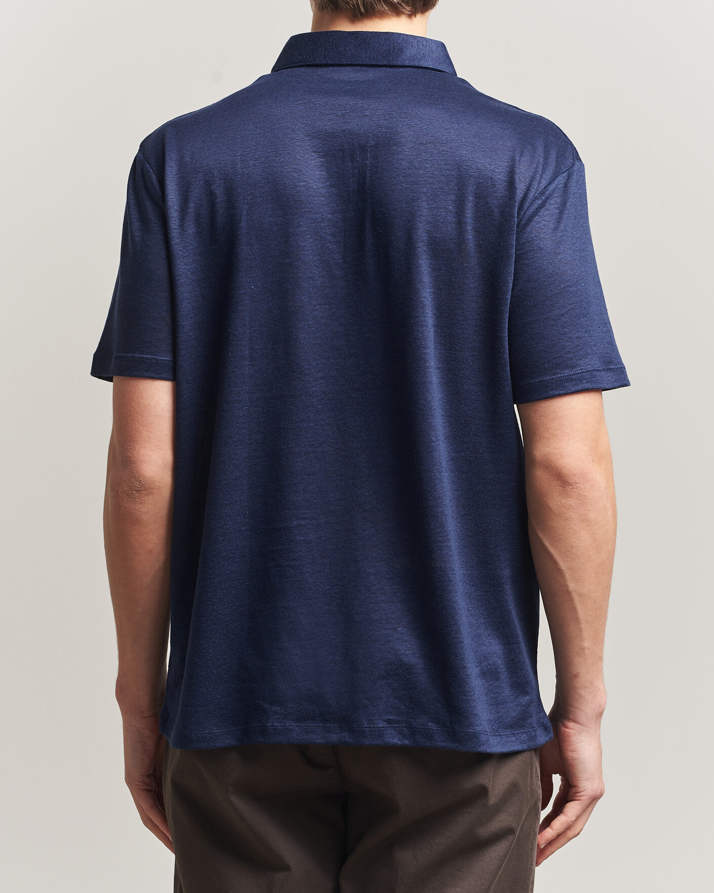 Herre | Polotrøjer | Charles Tyrwhitt | Short Sleeve Linen Polo Navy