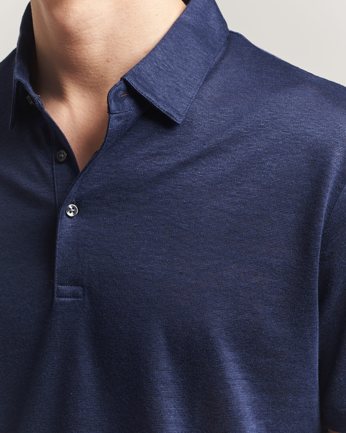 Herre | Polotrøjer | Charles Tyrwhitt | Short Sleeve Linen Polo Navy