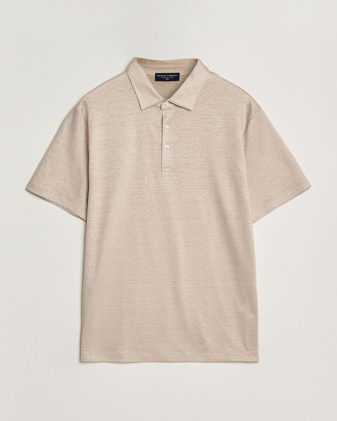 Herre | Polotrøjer | Charles Tyrwhitt | Short Sleeve Linen Polo Oatmeal