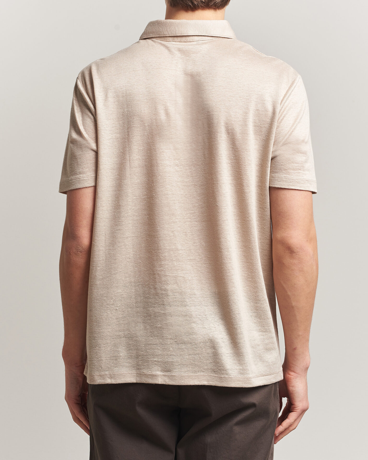 Herre | Polotrøjer | Charles Tyrwhitt | Short Sleeve Linen Polo Oatmeal