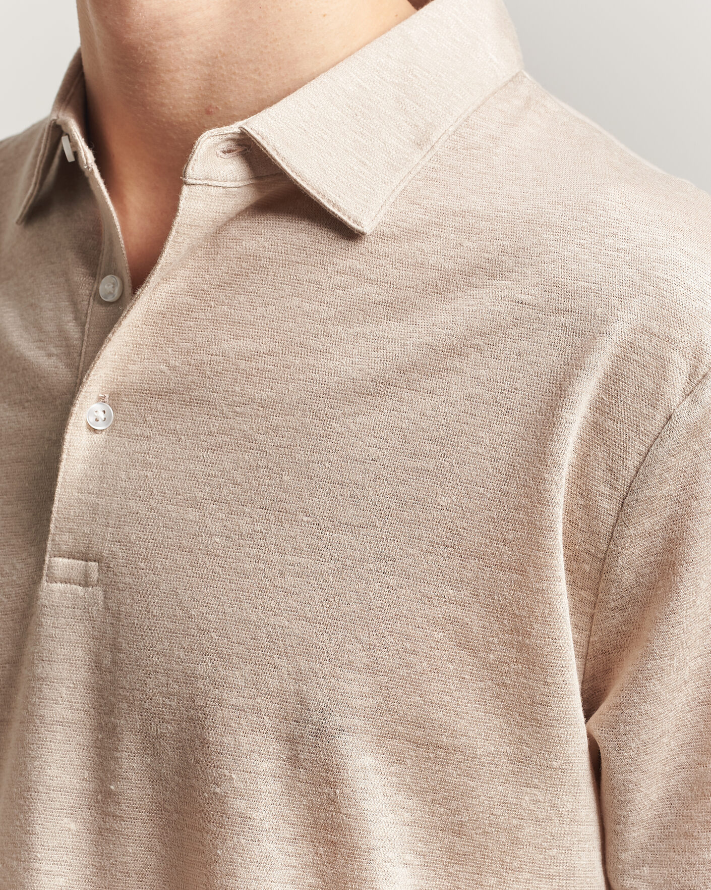 Herre | Polotrøjer | Charles Tyrwhitt | Short Sleeve Linen Polo Oatmeal
