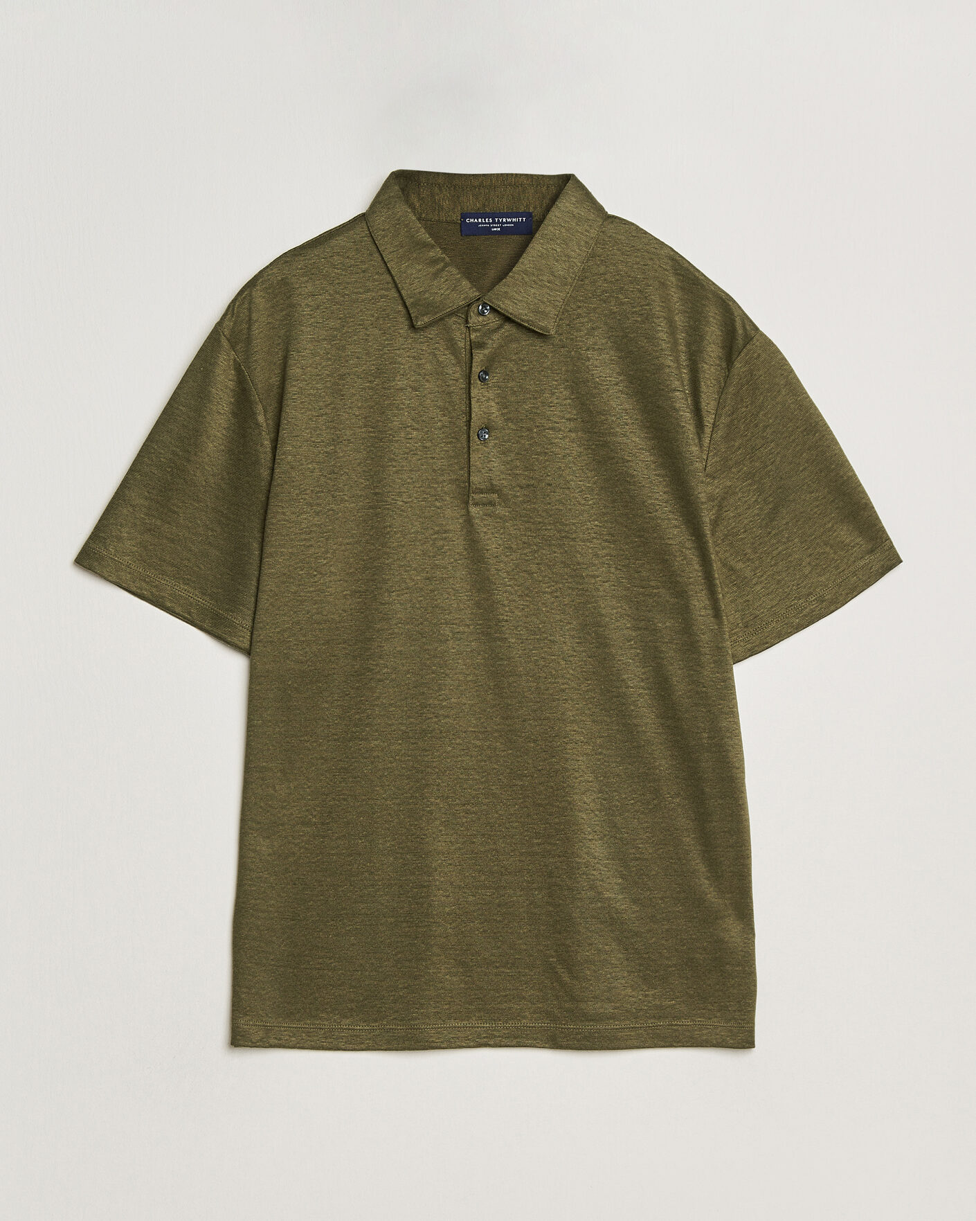 Herre | Polotrøjer | Charles Tyrwhitt | Short Sleeve Linen Polo Olive