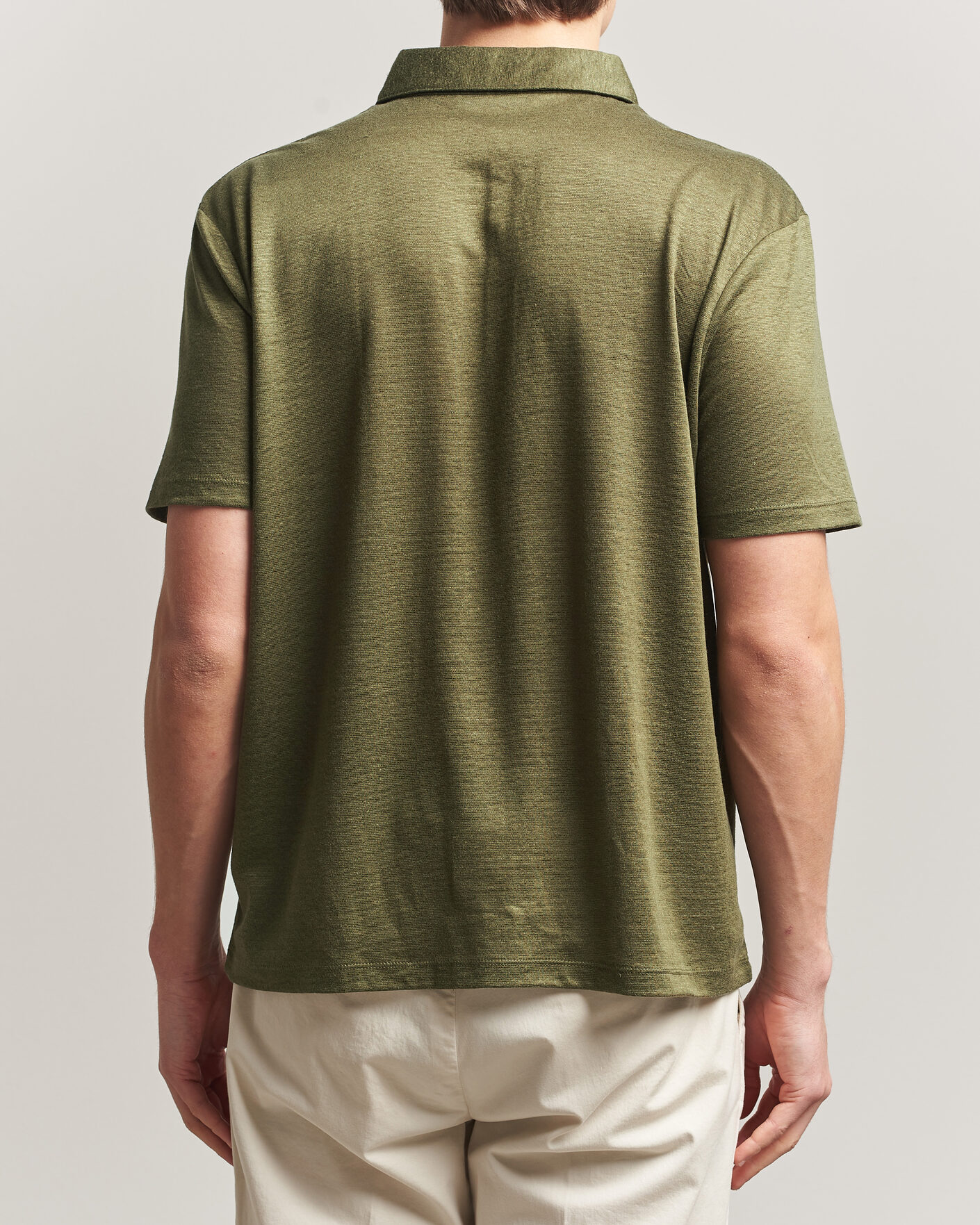 Herre | Polotrøjer | Charles Tyrwhitt | Short Sleeve Linen Polo Olive