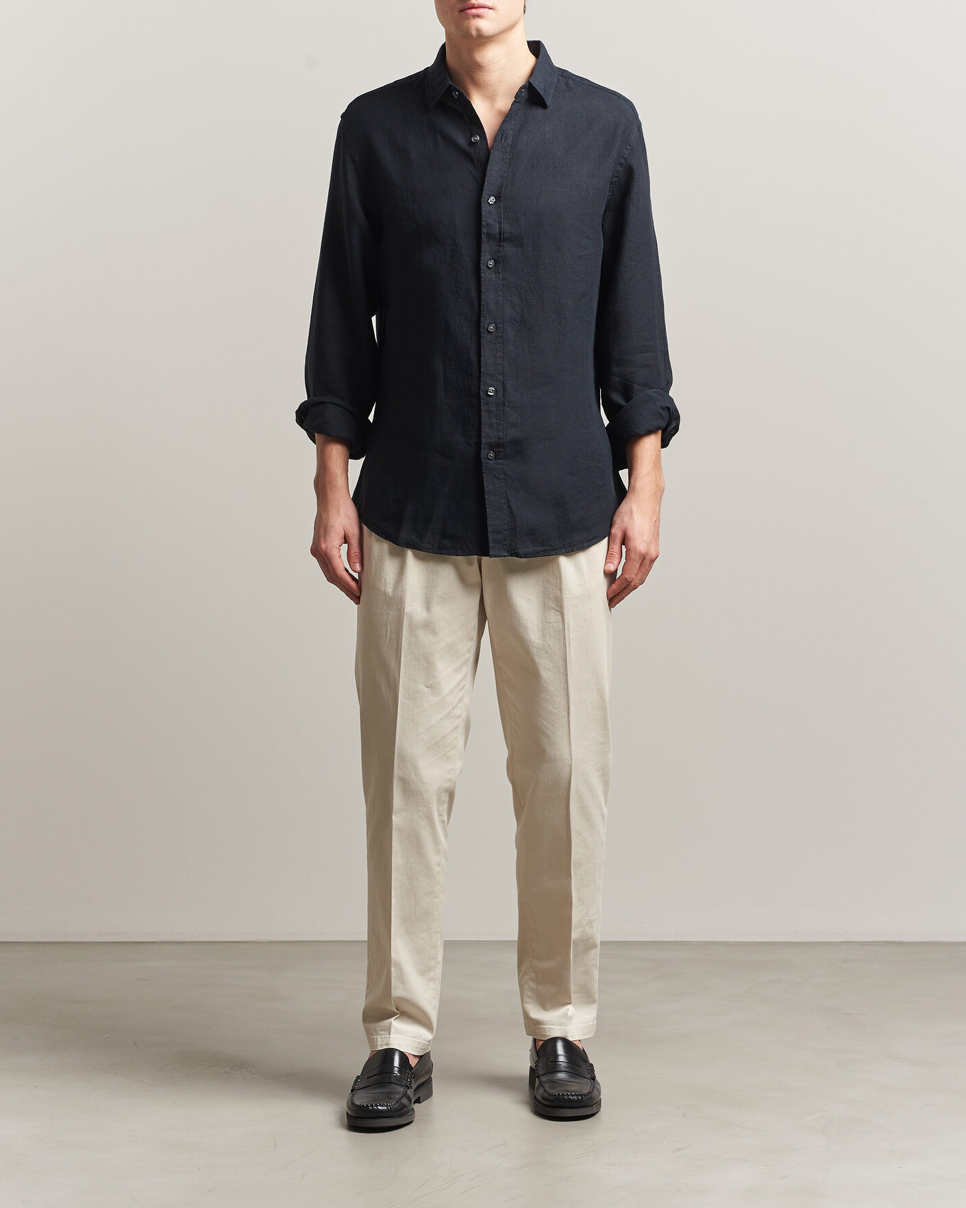 Herre | Skjorter | Charles Tyrwhitt | Pure Linen Slim Fit Shirt Black