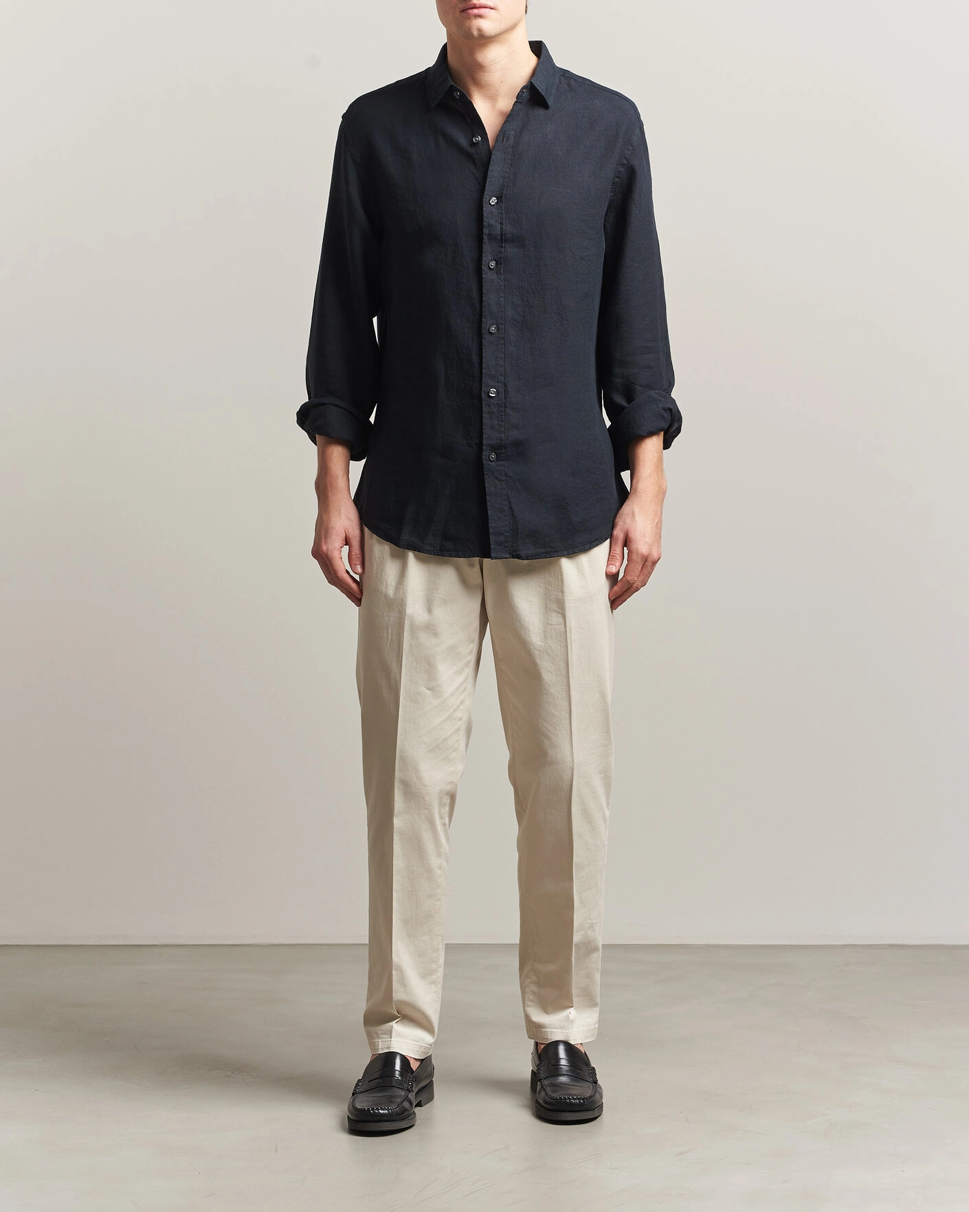 Herre | Skjorter | Charles Tyrwhitt | Pure Linen Slim Fit Shirt Black