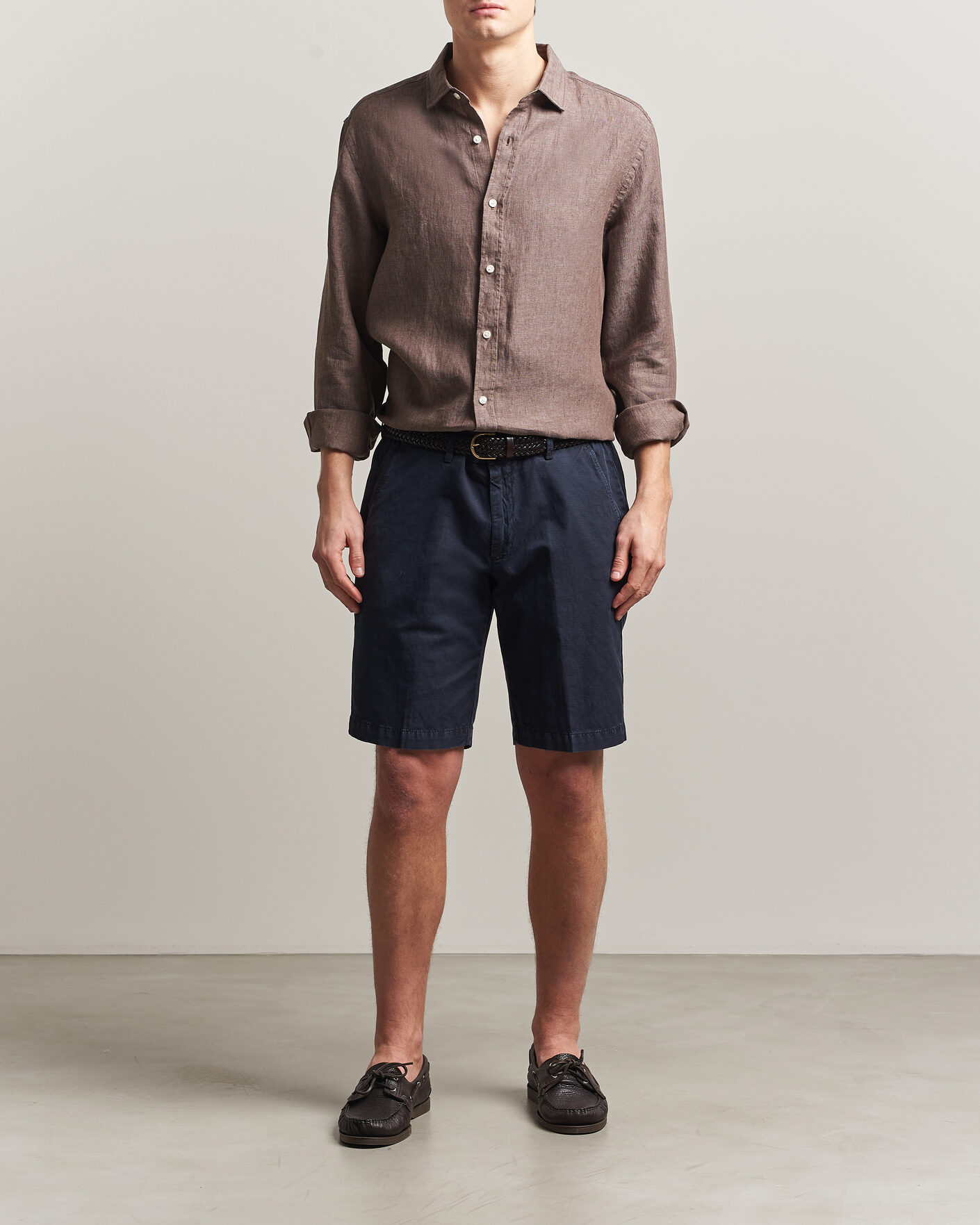 Herre | Skjorter | Charles Tyrwhitt | Pure Linen Slim Fit Shirt Mocha