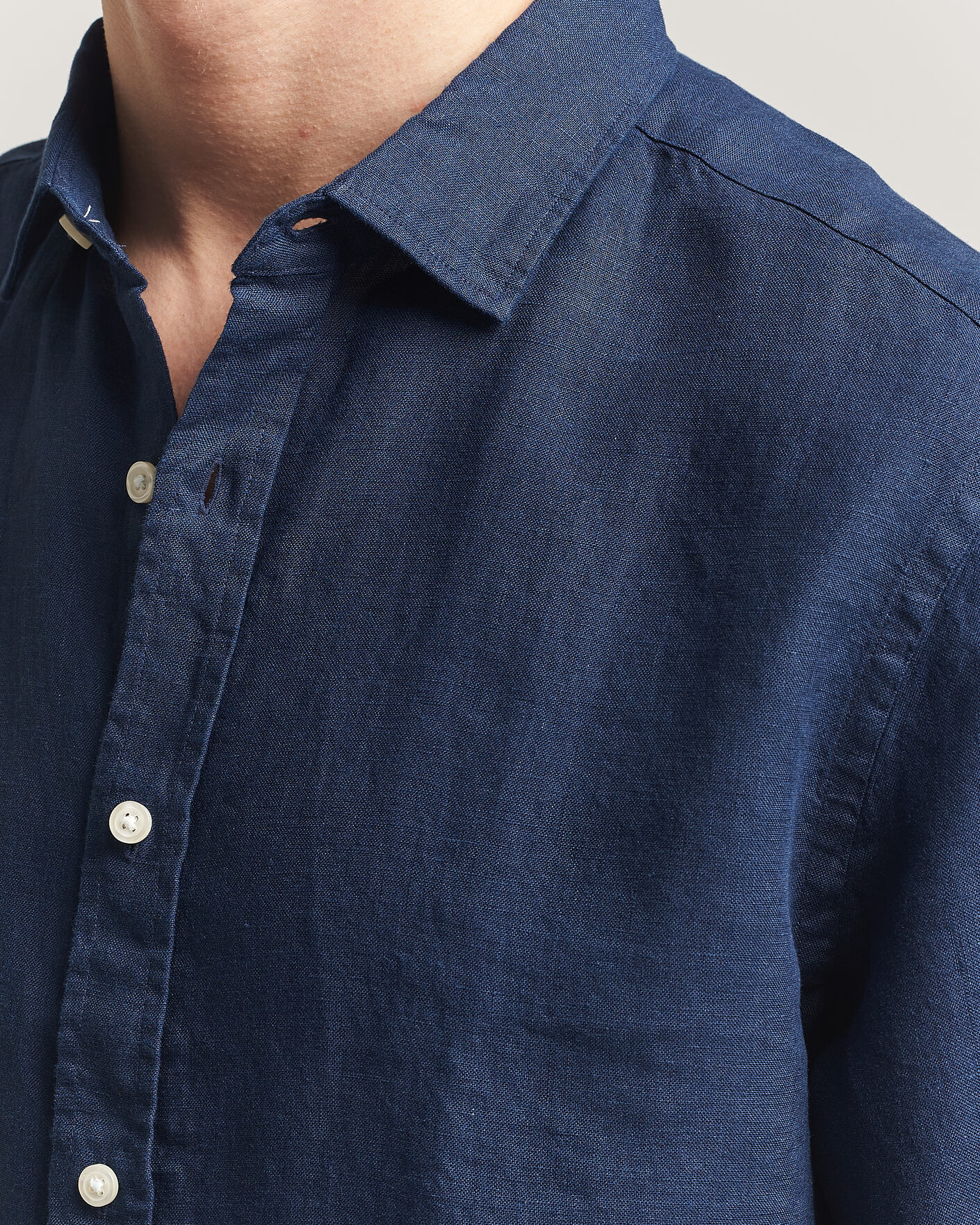 Herre | Skjorter | Charles Tyrwhitt | Pure Linen Slim Fit Shirt Navy