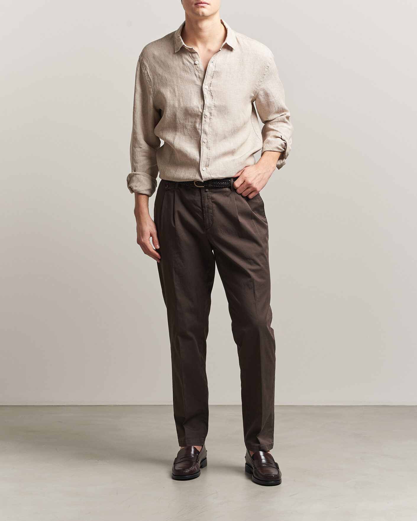 Herre | Skjorter | Charles Tyrwhitt | Pure Linen Slim Fit Shirt Oatmeal