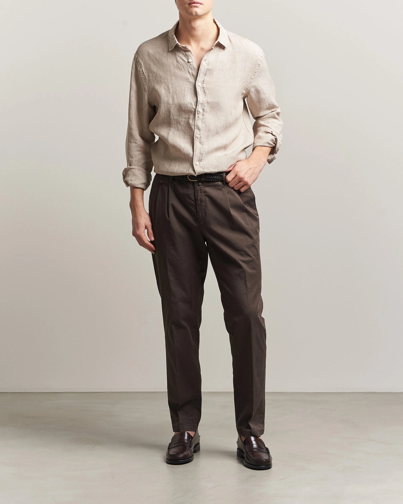 Herre | Skjorter | Charles Tyrwhitt | Pure Linen Slim Fit Shirt Oatmeal