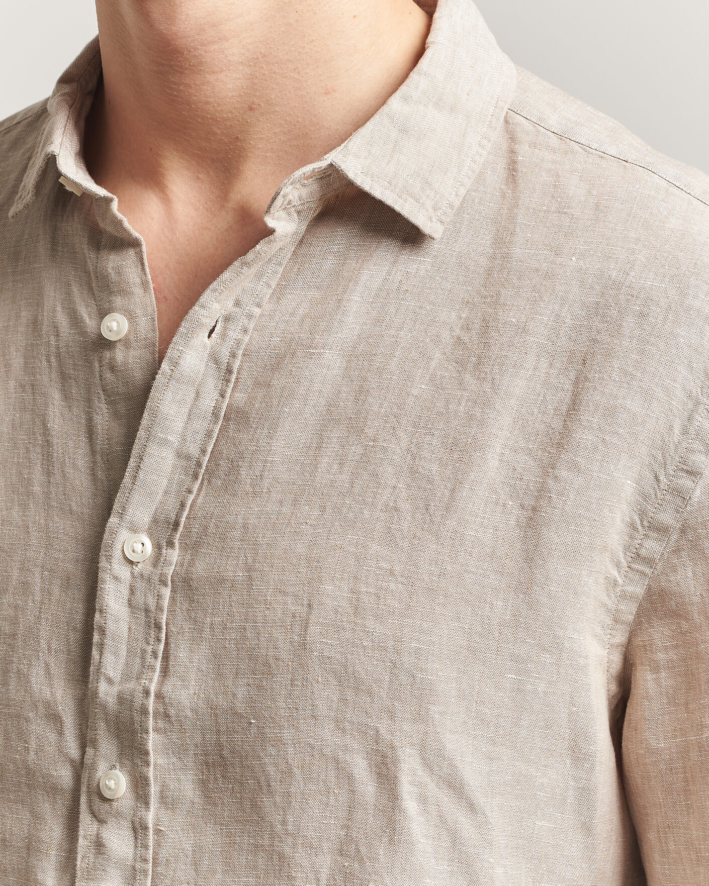 Herre | Skjorter | Charles Tyrwhitt | Pure Linen Slim Fit Shirt Oatmeal