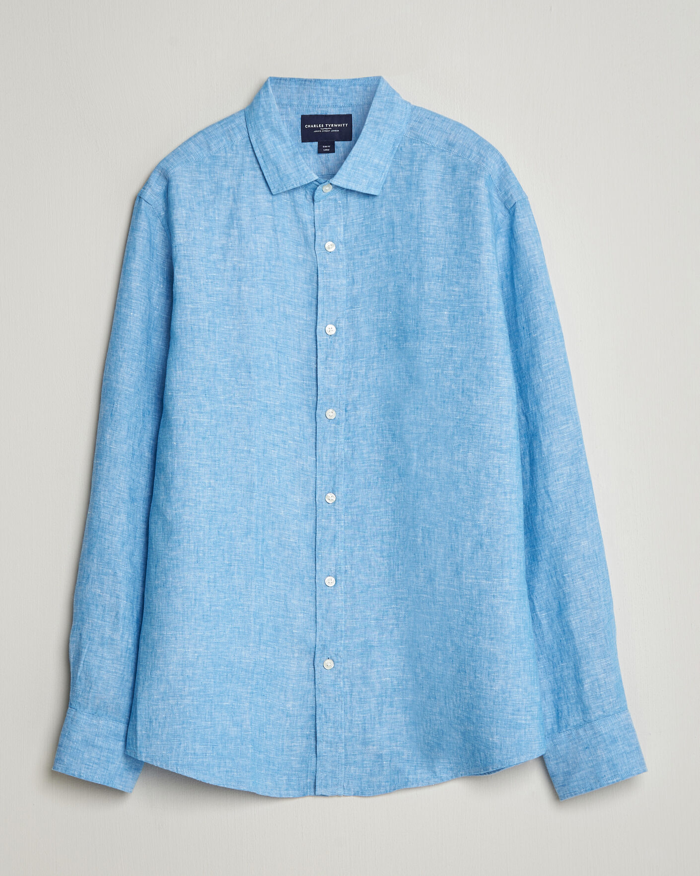 Herre | Skjorter | Charles Tyrwhitt | Pure Linen Slim Fit Shirt Ocean Blue