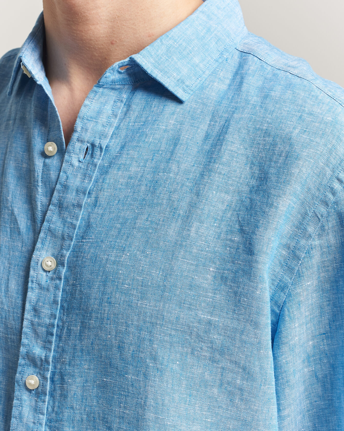 Herre | Skjorter | Charles Tyrwhitt | Pure Linen Slim Fit Shirt Ocean Blue