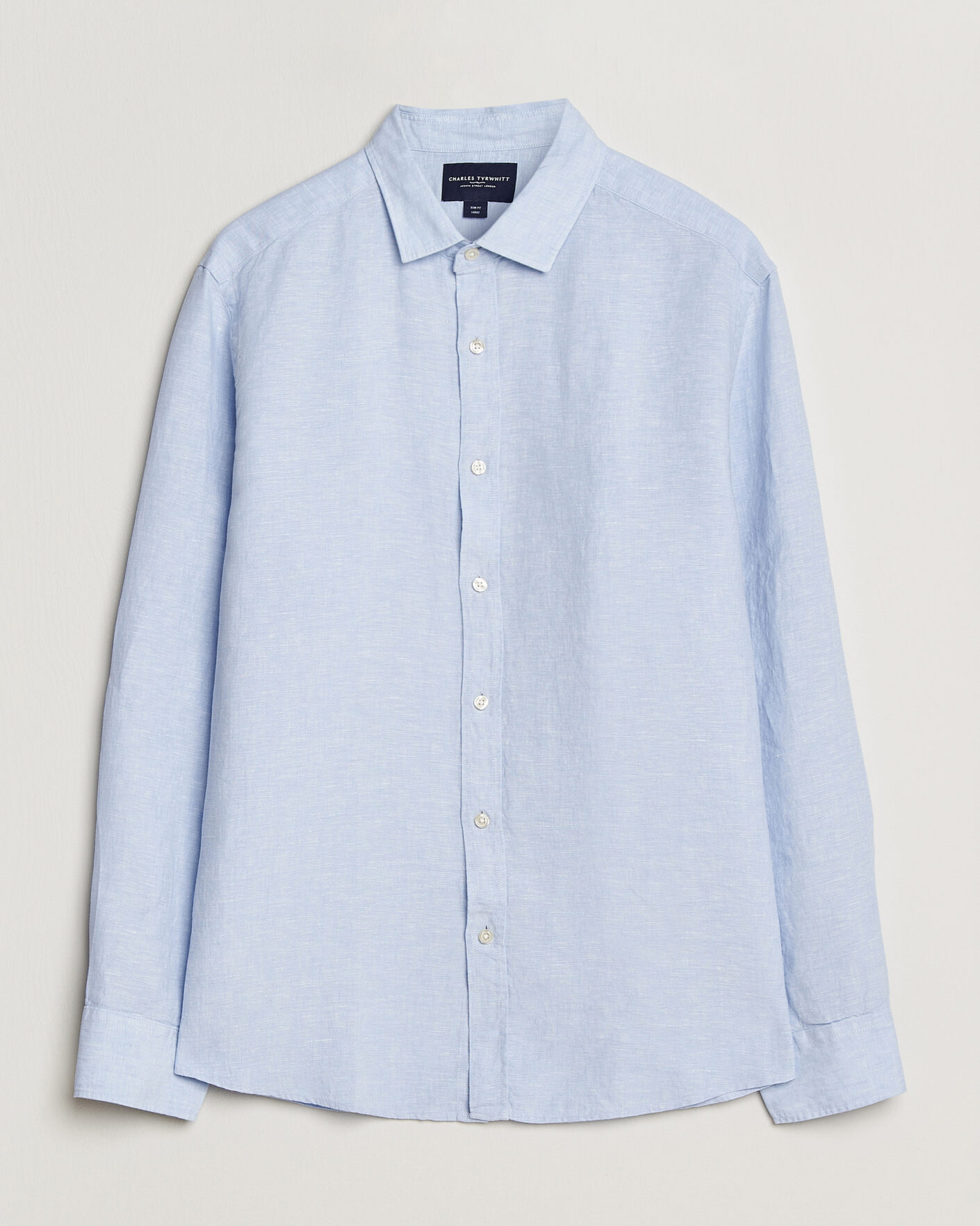 Herre | Skjorter | Charles Tyrwhitt | Pure Linen Slim Fit Shirt Sky Blue