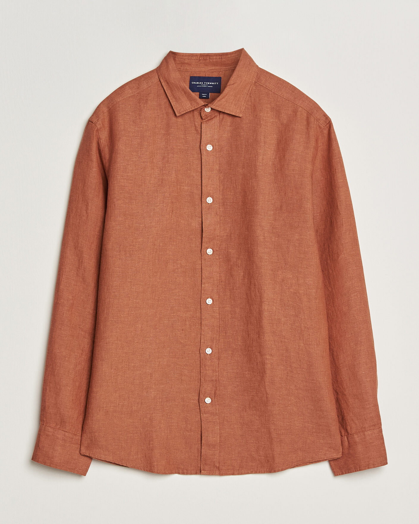 Herre | Skjorter | Charles Tyrwhitt | Pure Linen Slim Fit Shirt Burnt Orange