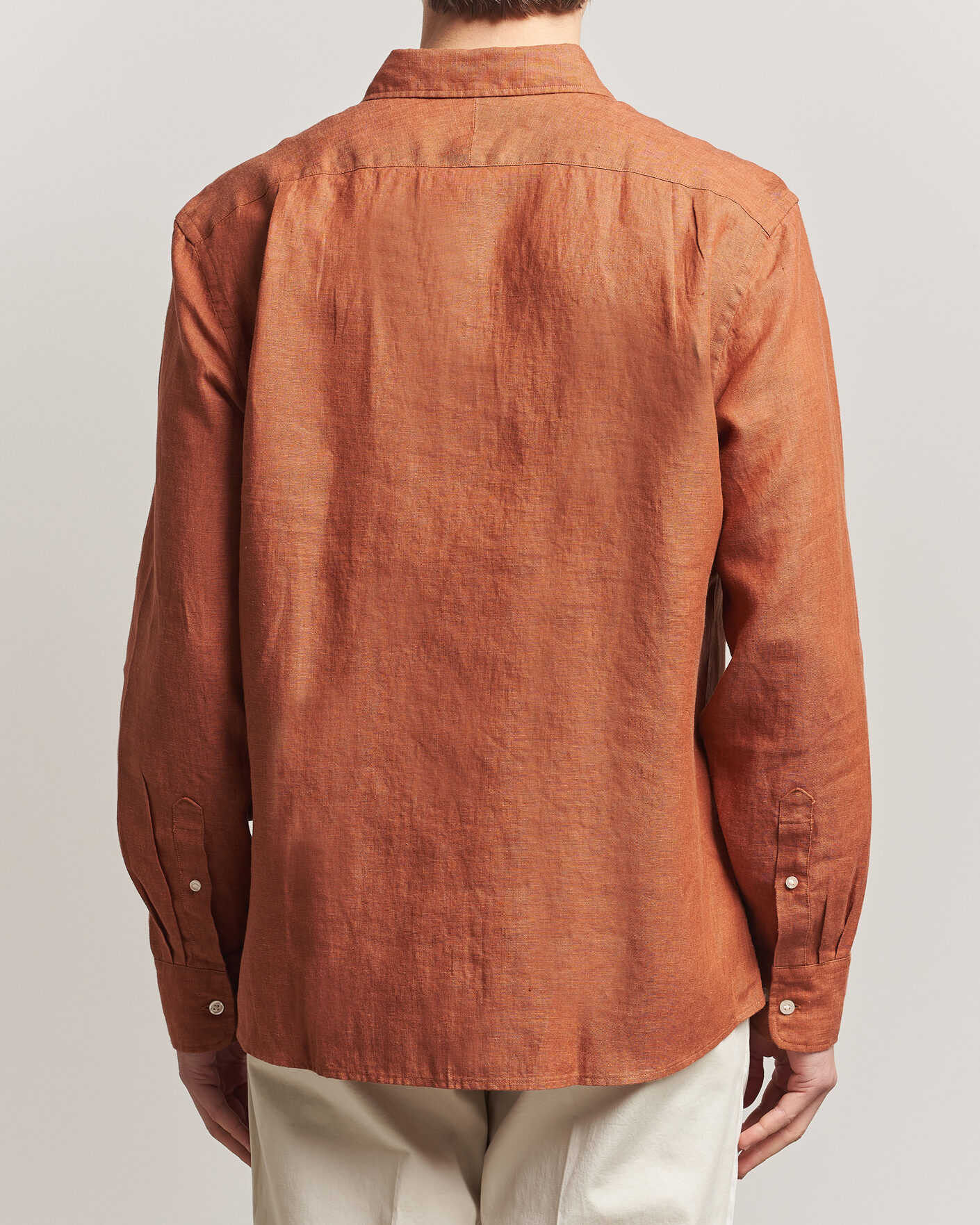 Herre | Skjorter | Charles Tyrwhitt | Pure Linen Slim Fit Shirt Burnt Orange
