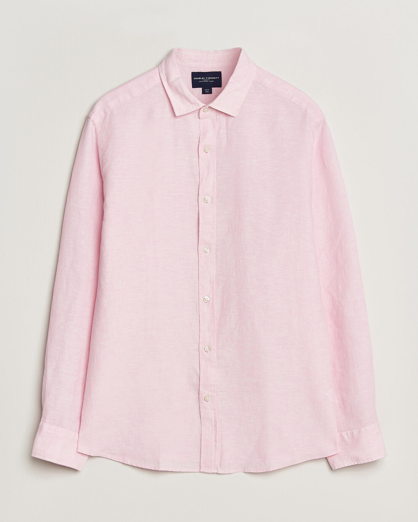 Herre | Skjorter | Charles Tyrwhitt | Pure Linen Slim Fit Shirt Pink