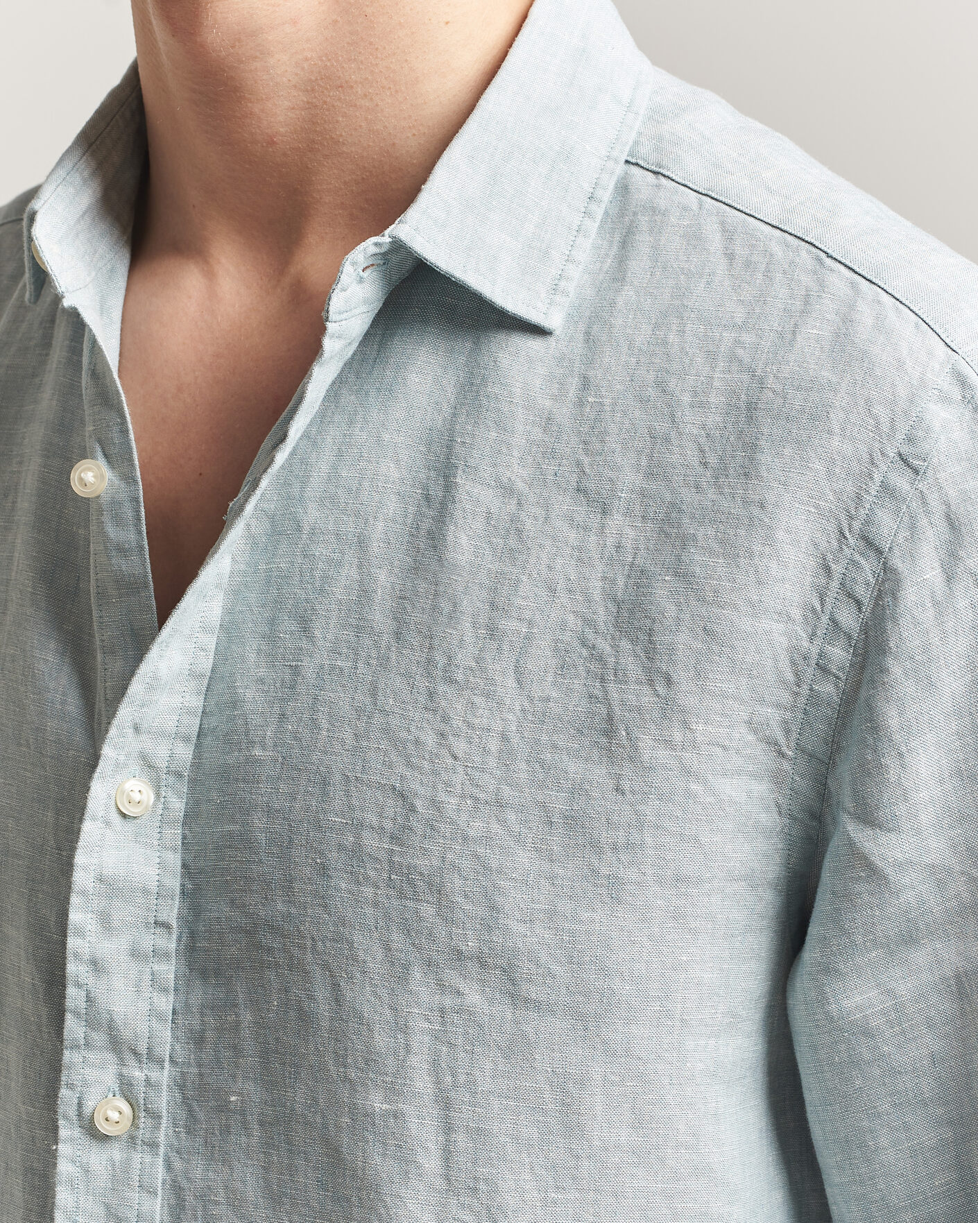 Herre | Skjorter | Charles Tyrwhitt | Pure Linen Slim Fit Shirt Pale Teal Green