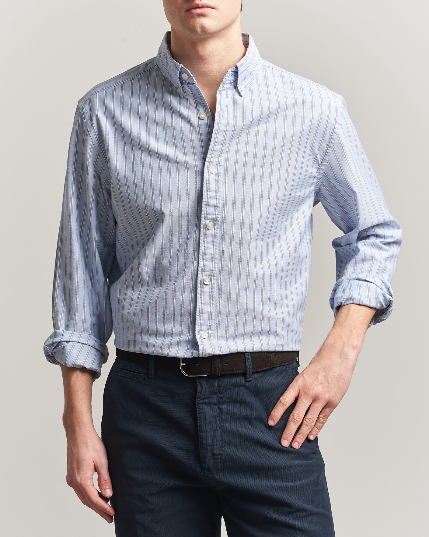 Herre | Skjorter | Charles Tyrwhitt | Button Down Stretch Oxford Shirt Blue