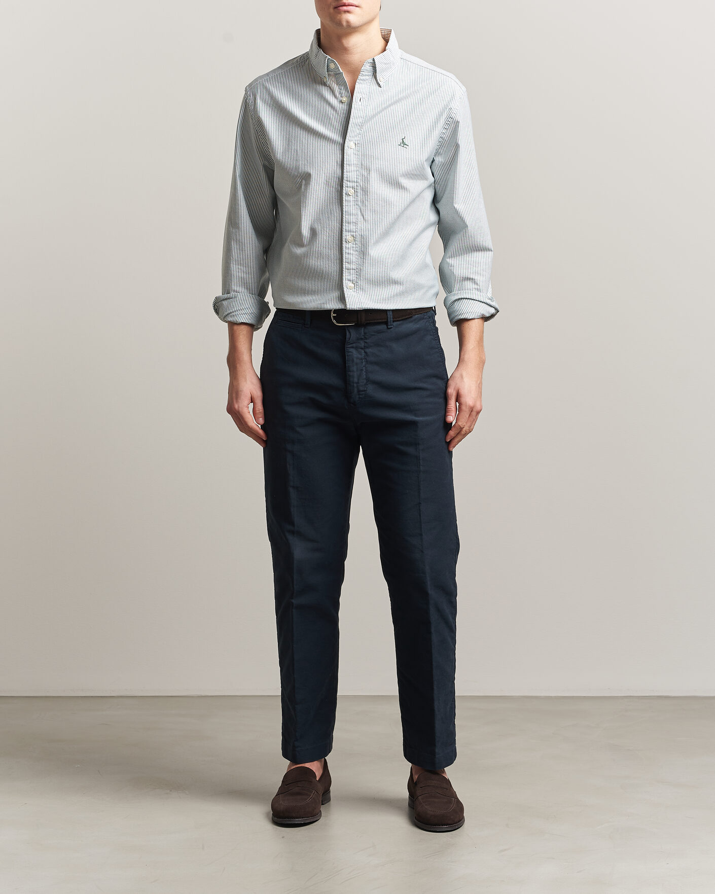 Herre | Skjorter | Charles Tyrwhitt | Button Down Stretch Oxford Shirt Green/White