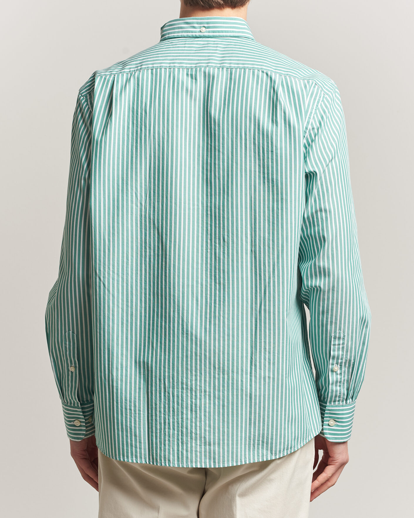 Herre | Skjorter | Charles Tyrwhitt | Button Down Stretch Poplin Shirt Green Stripe