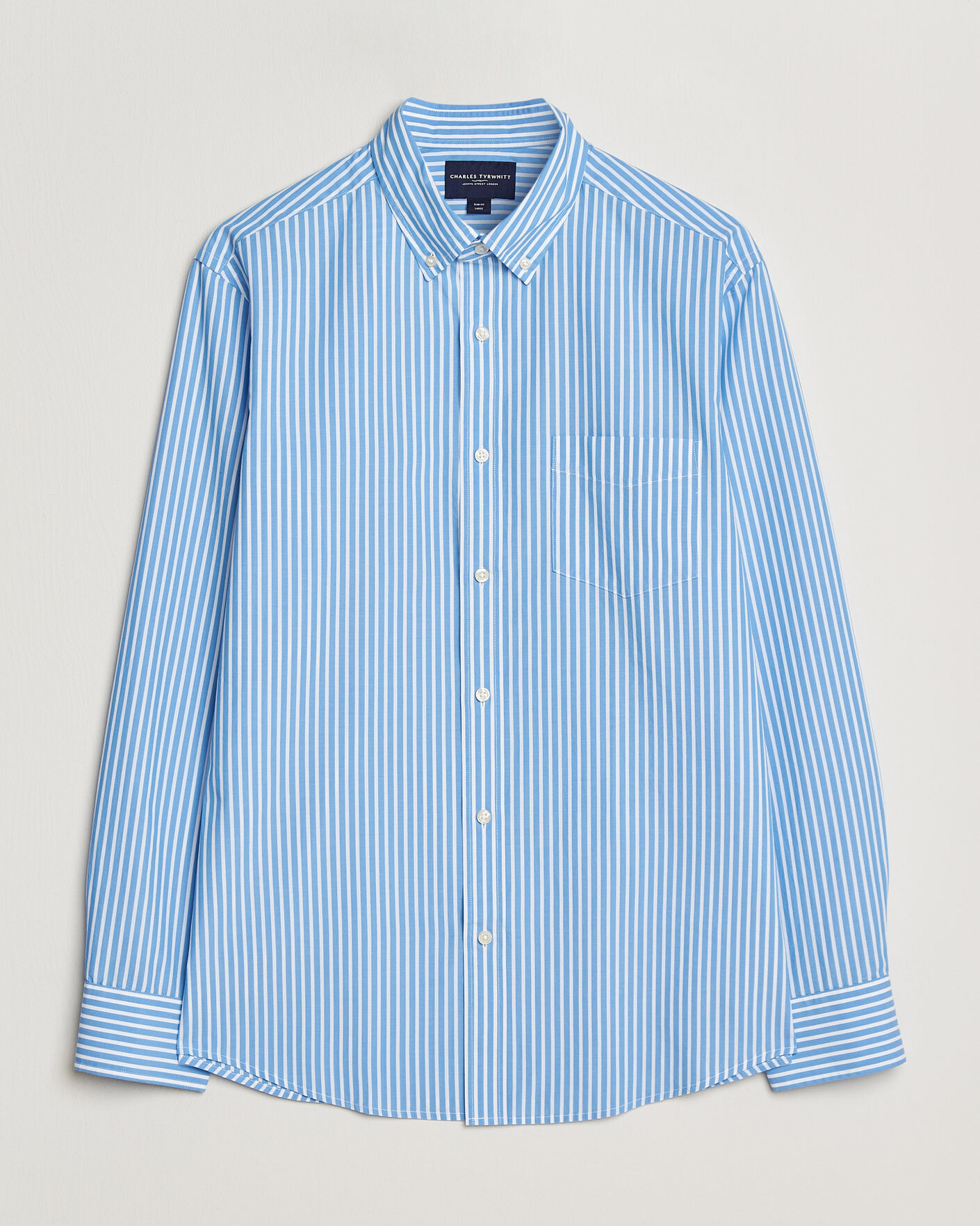 Herre | Skjorter | Charles Tyrwhitt | Button Down Stretch Poplin Shirt Ocean Blue