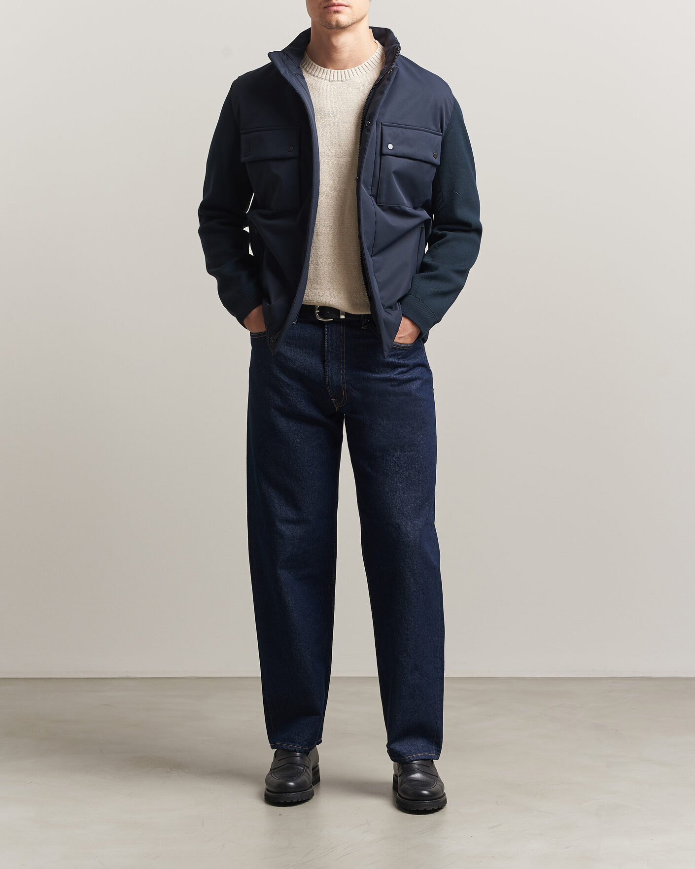 Herre | Jakker | Woolrich | Two Layers Hybrid Jacket Melton Blue