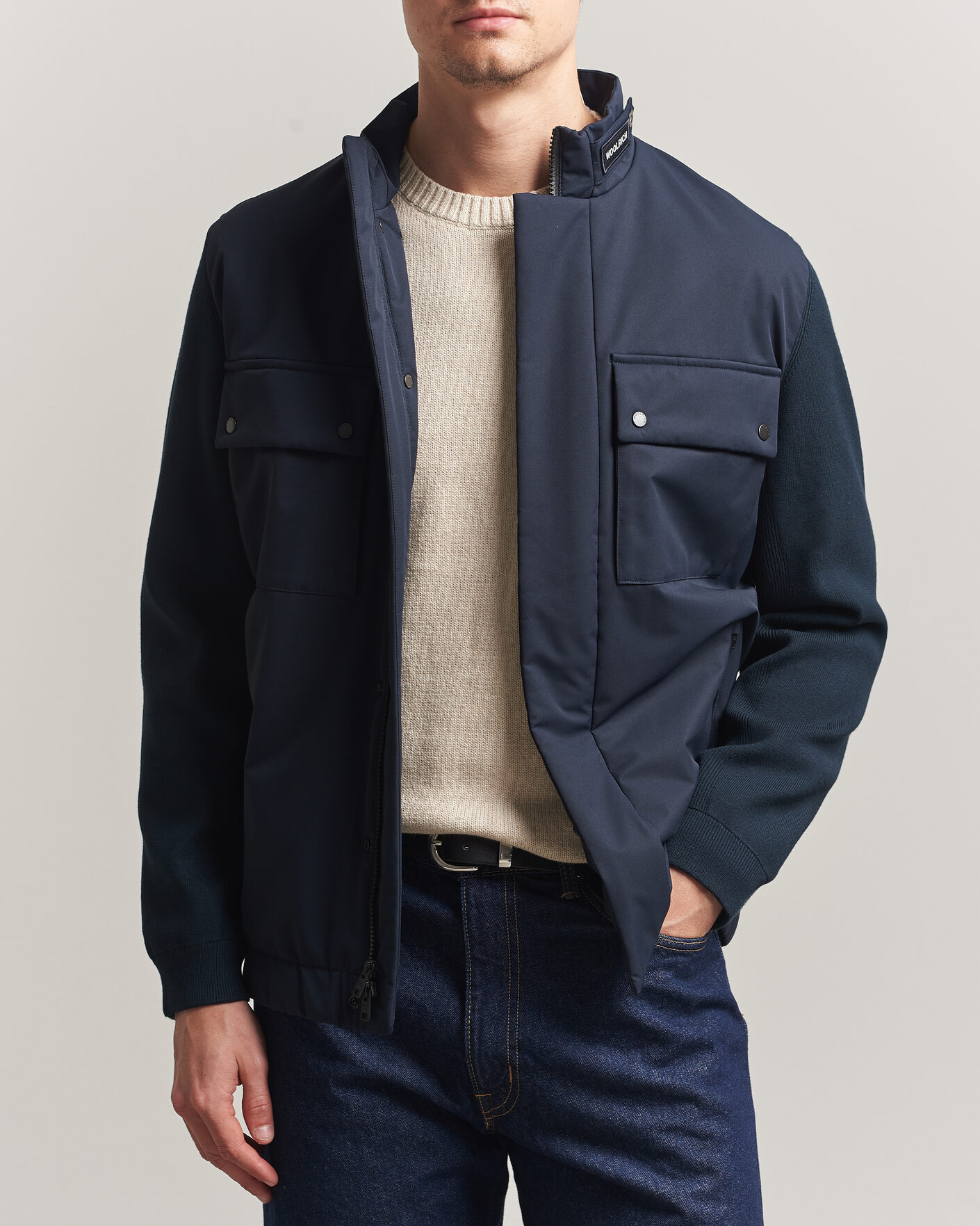 Herre | Jakker | Woolrich | Two Layers Hybrid Jacket Melton Blue