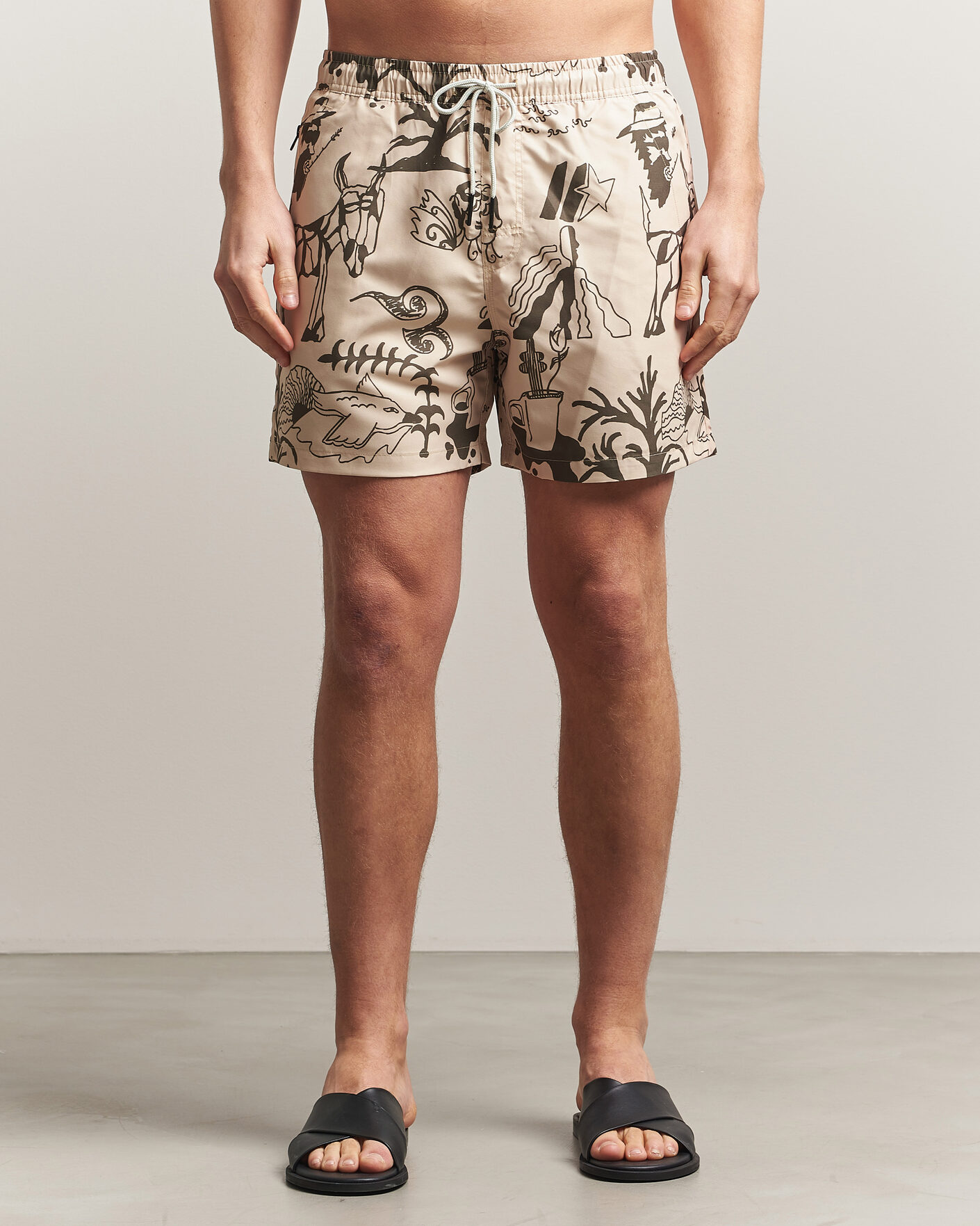 Herre | Badebukser | OAS | Printed Swimshorts Poplan