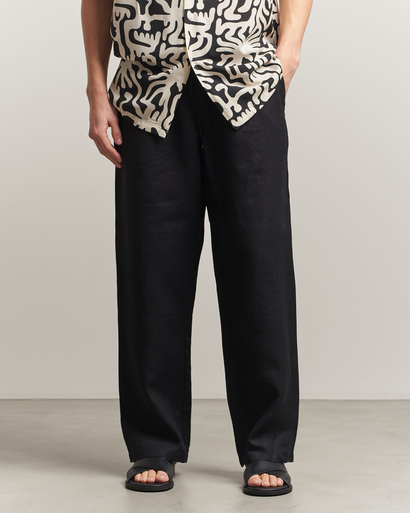 Herre | Bukser | OAS | Nino Linen Pants Black
