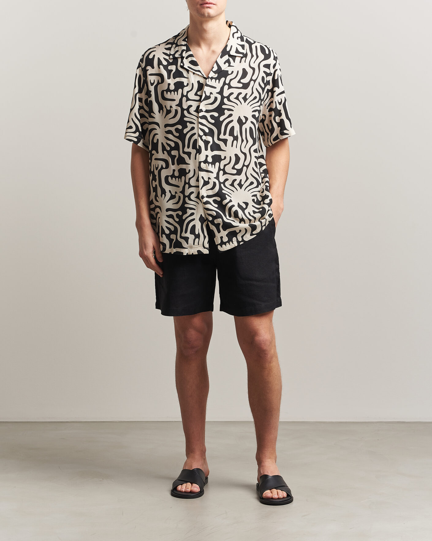 Herre | Shorts | OAS | Porto Linen Shorts Black