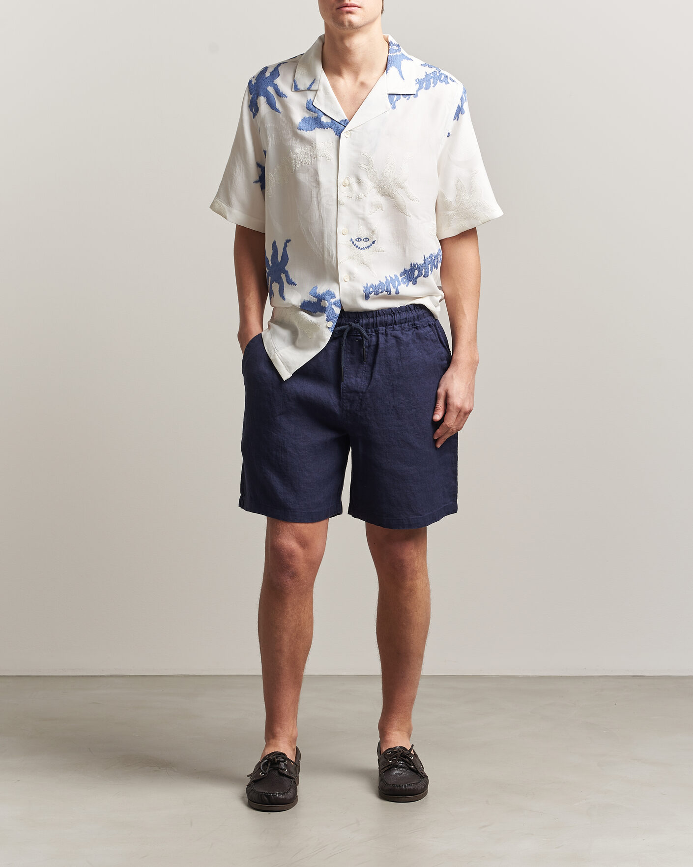 Herre | Shorts | OAS | Porto Linen Shorts Navy