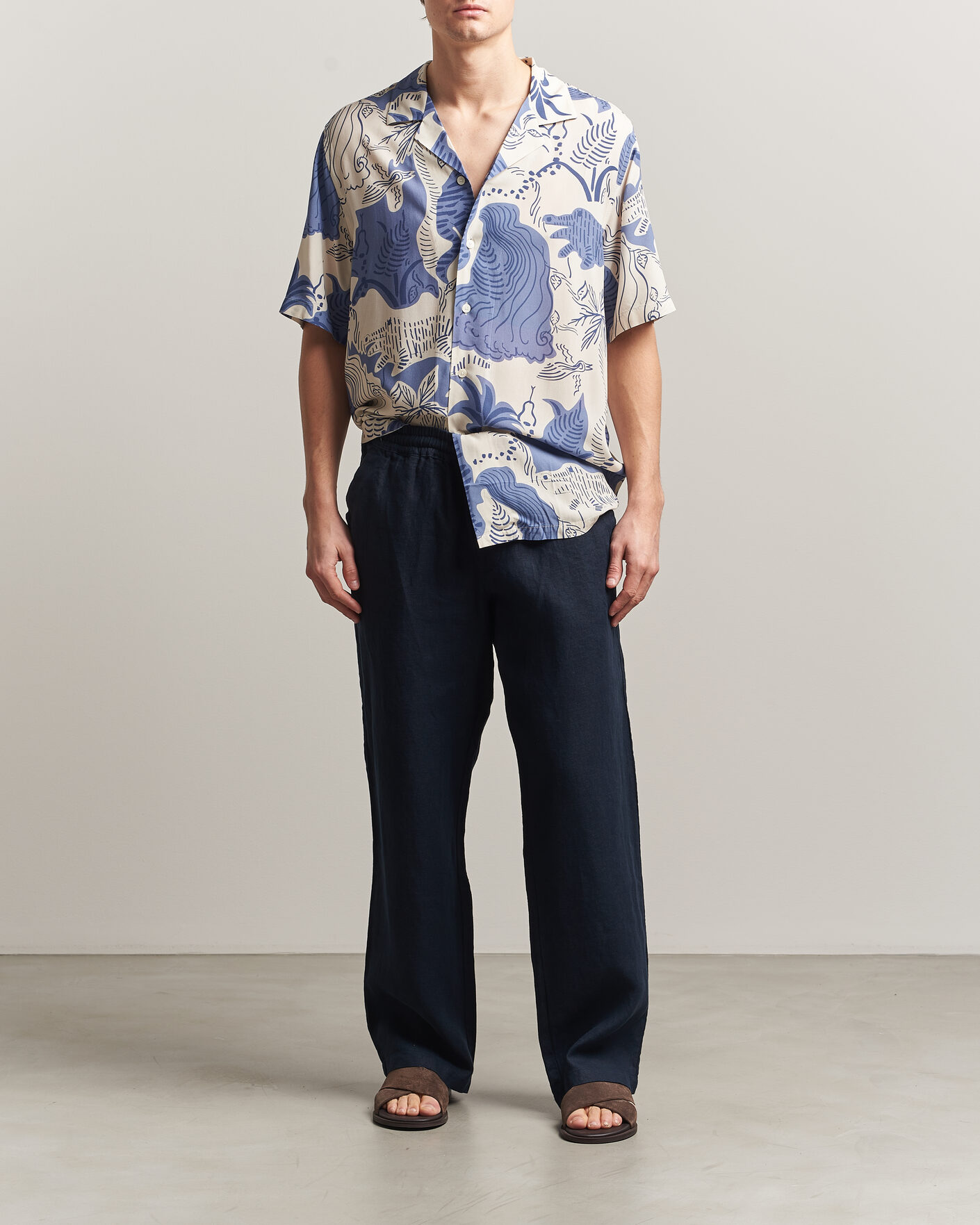 Herre | Skjorter | OAS | Rocco Viscose Short Sleeve Shirt Mystea