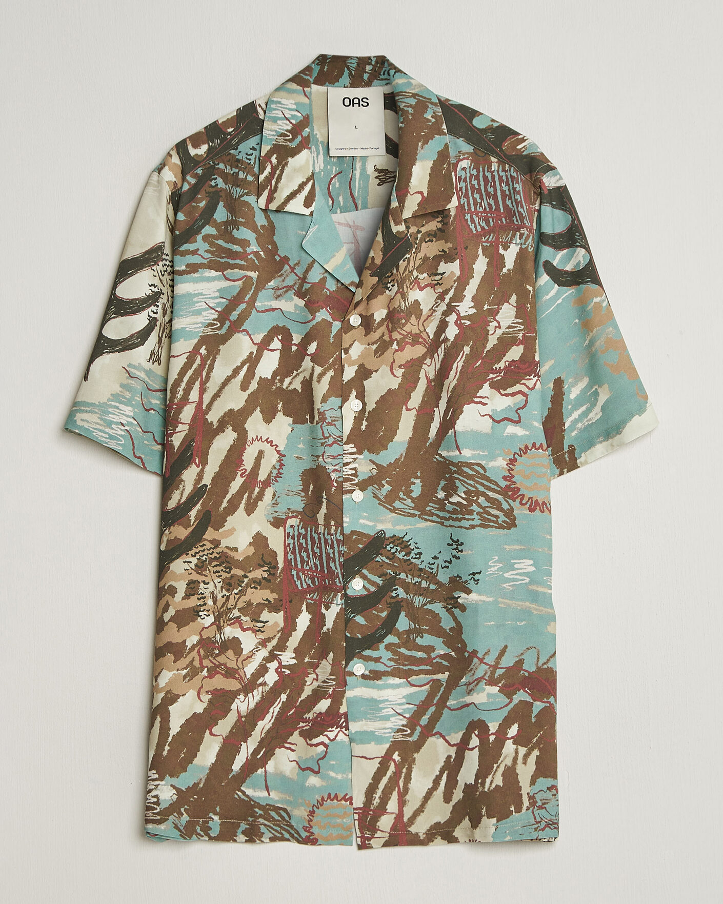 Herre | Skjorter | OAS | Rocco Viscose Short Sleeve Shirt Montara