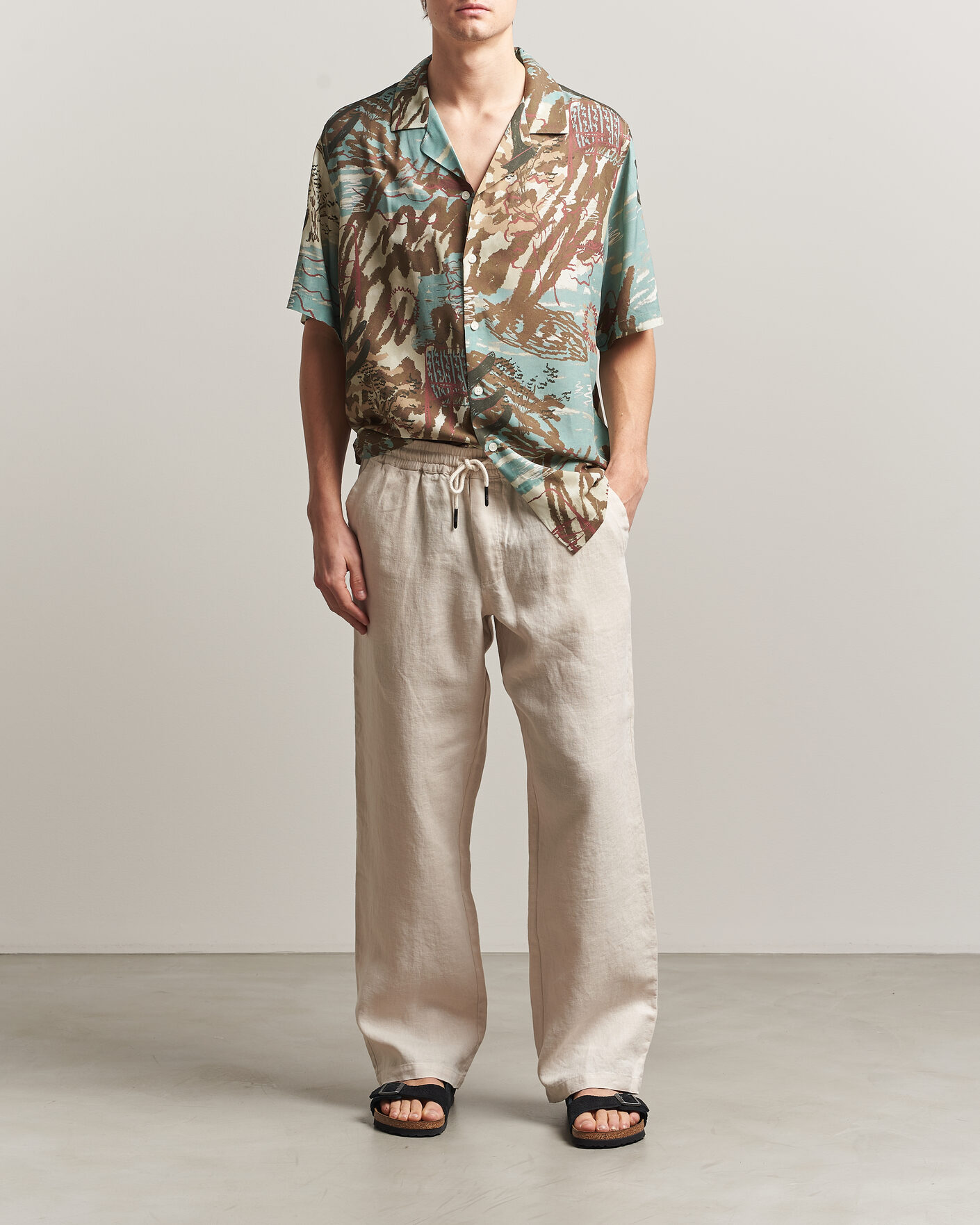 Herre | Skjorter | OAS | Rocco Viscose Short Sleeve Shirt Montara
