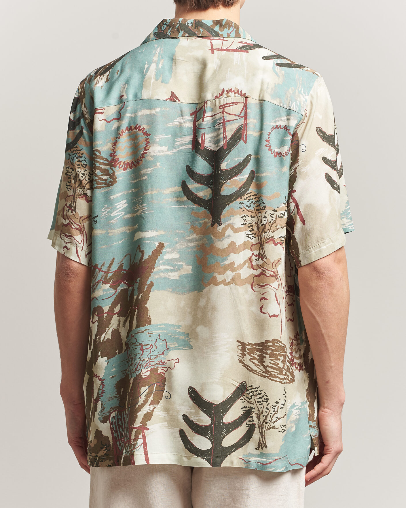 Herre | Skjorter | OAS | Rocco Viscose Short Sleeve Shirt Montara