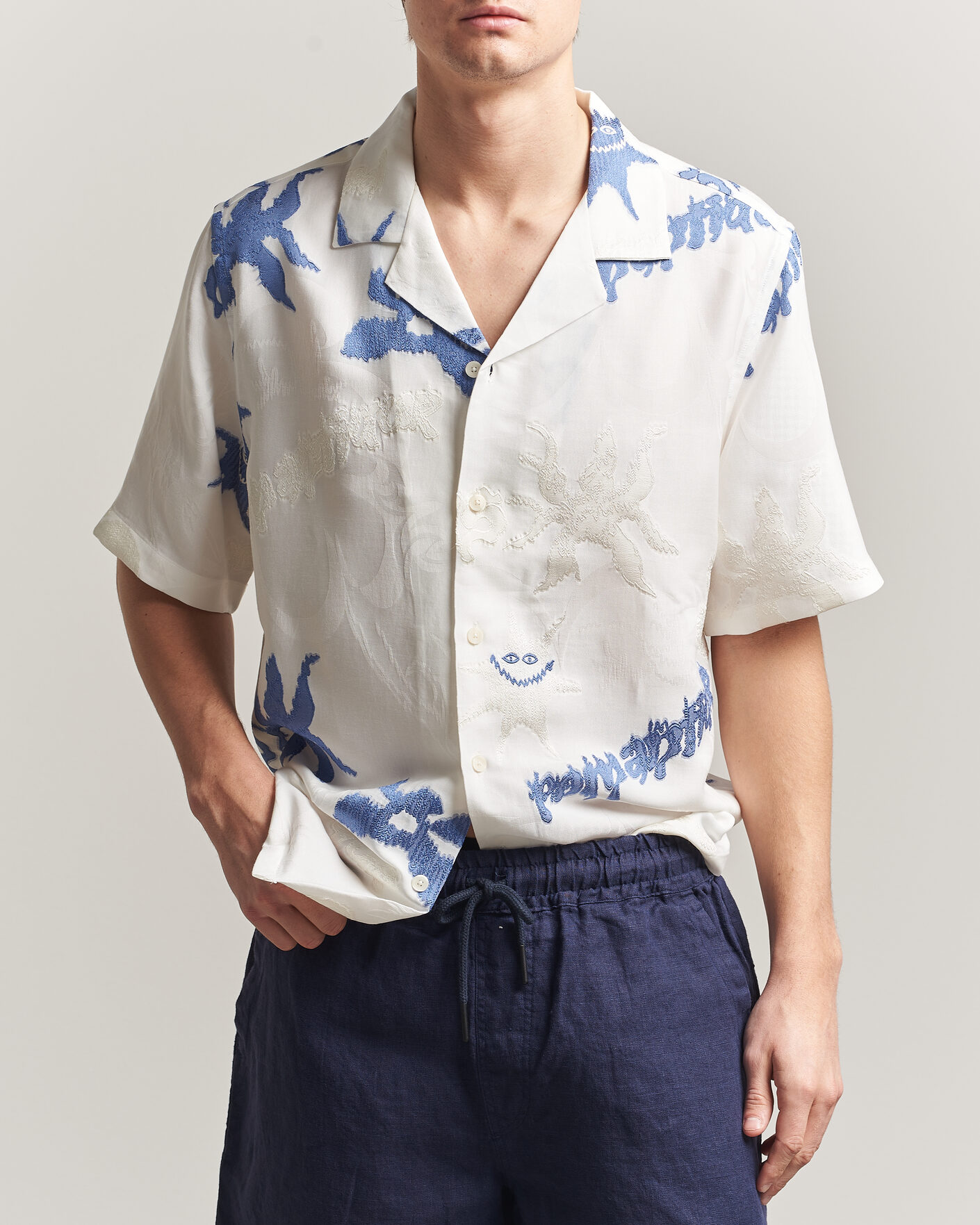 Herre | Skjorter | OAS | Rocco Lyocell Mix Short Sleeve Shirt Romantique