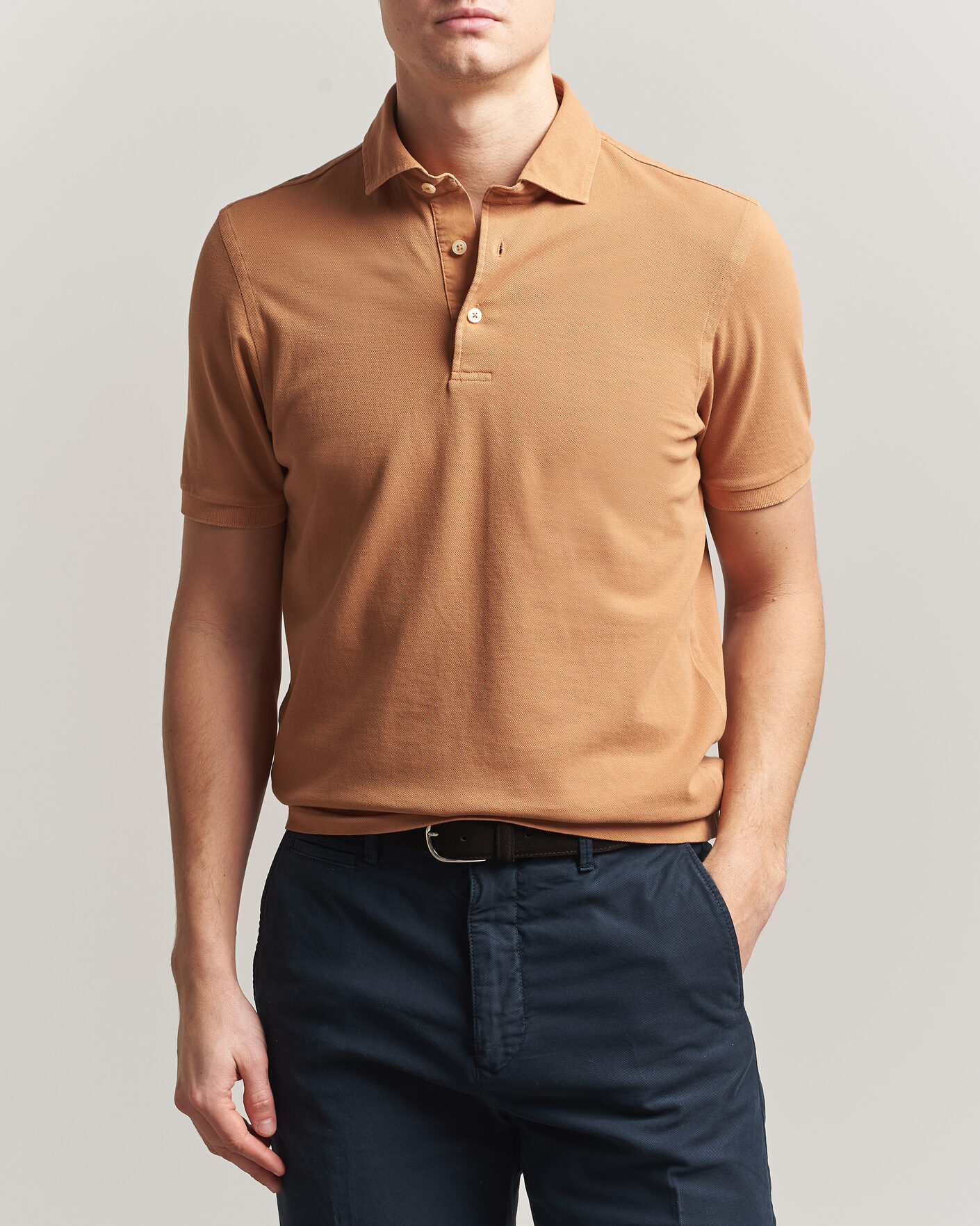 Herre | Polotrøjer | Gran Sasso | Washed Polo Apricot Orange