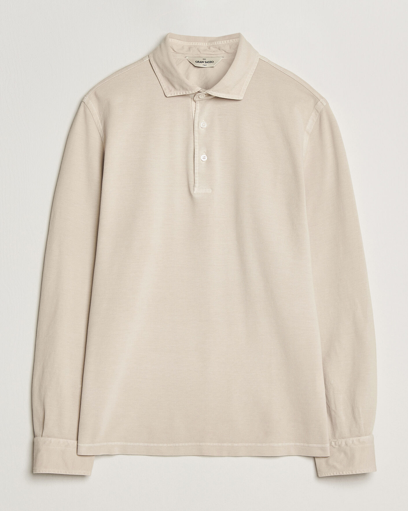 Herre | Polotrøjer | Gran Sasso | Washed Long Sleeve Polo Beige Melange