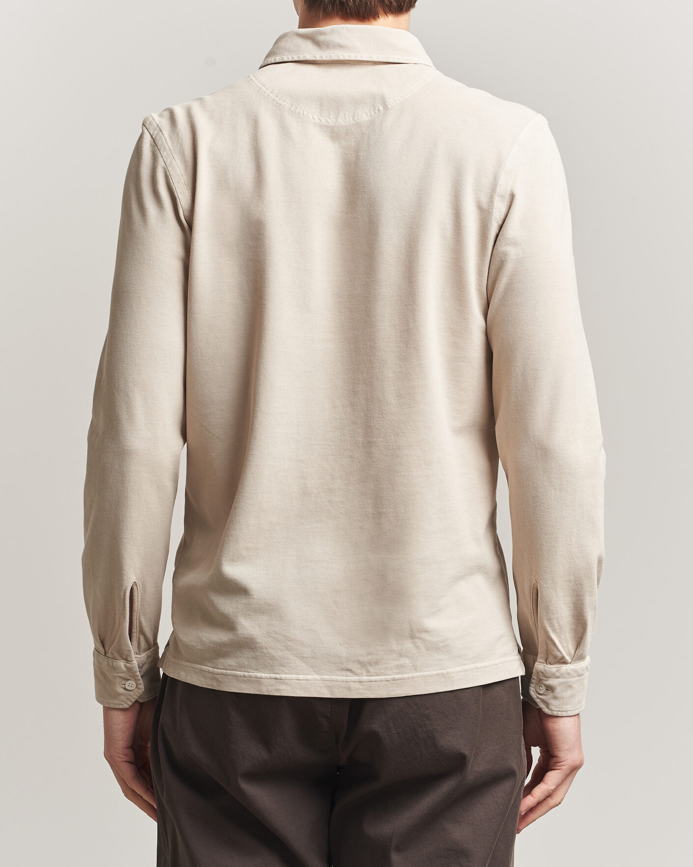 Herre | Polotrøjer | Gran Sasso | Washed Long Sleeve Polo Beige Melange